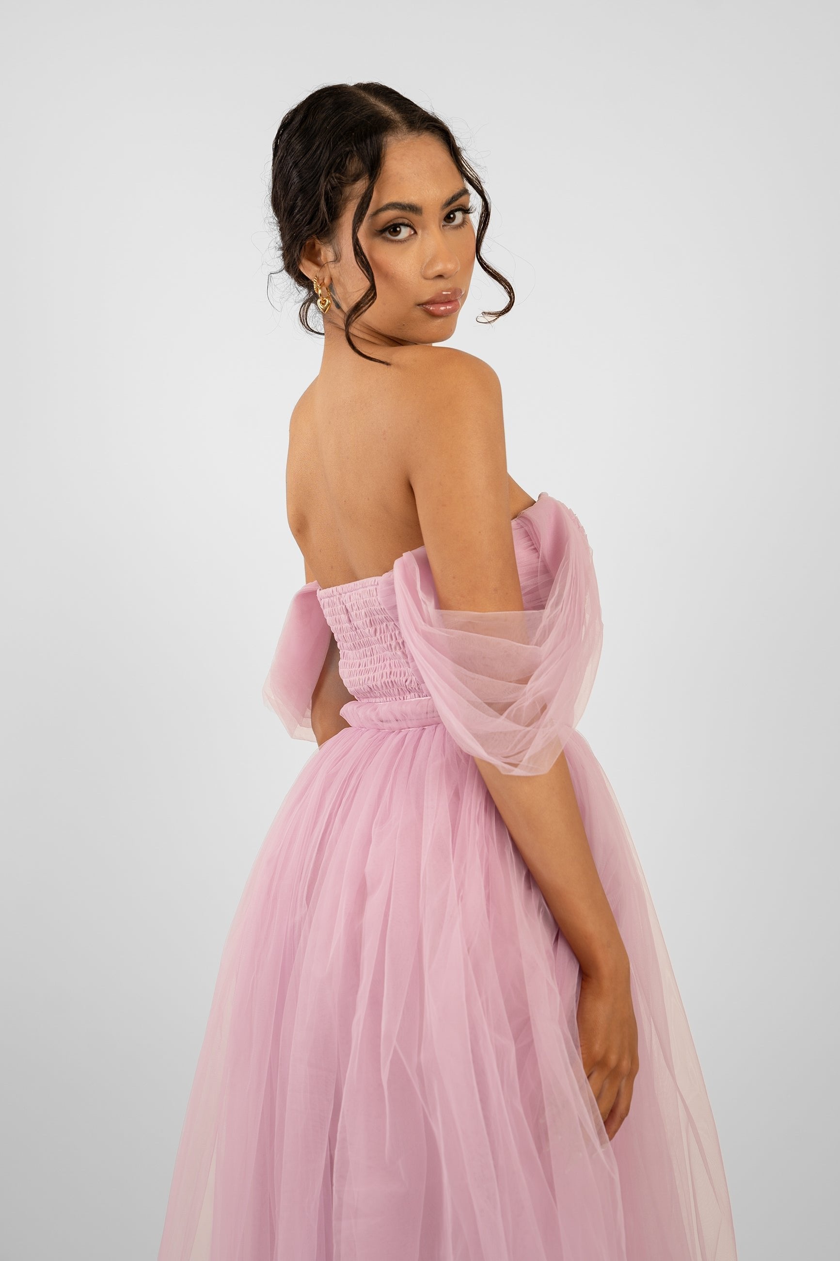 Elegant Pink Tulle Midi Dress for Women | Melbourne-Inspired Party & Wedding Guest Dress | Perfect for Formal Events, Cocktail Parties & Special Occasions
