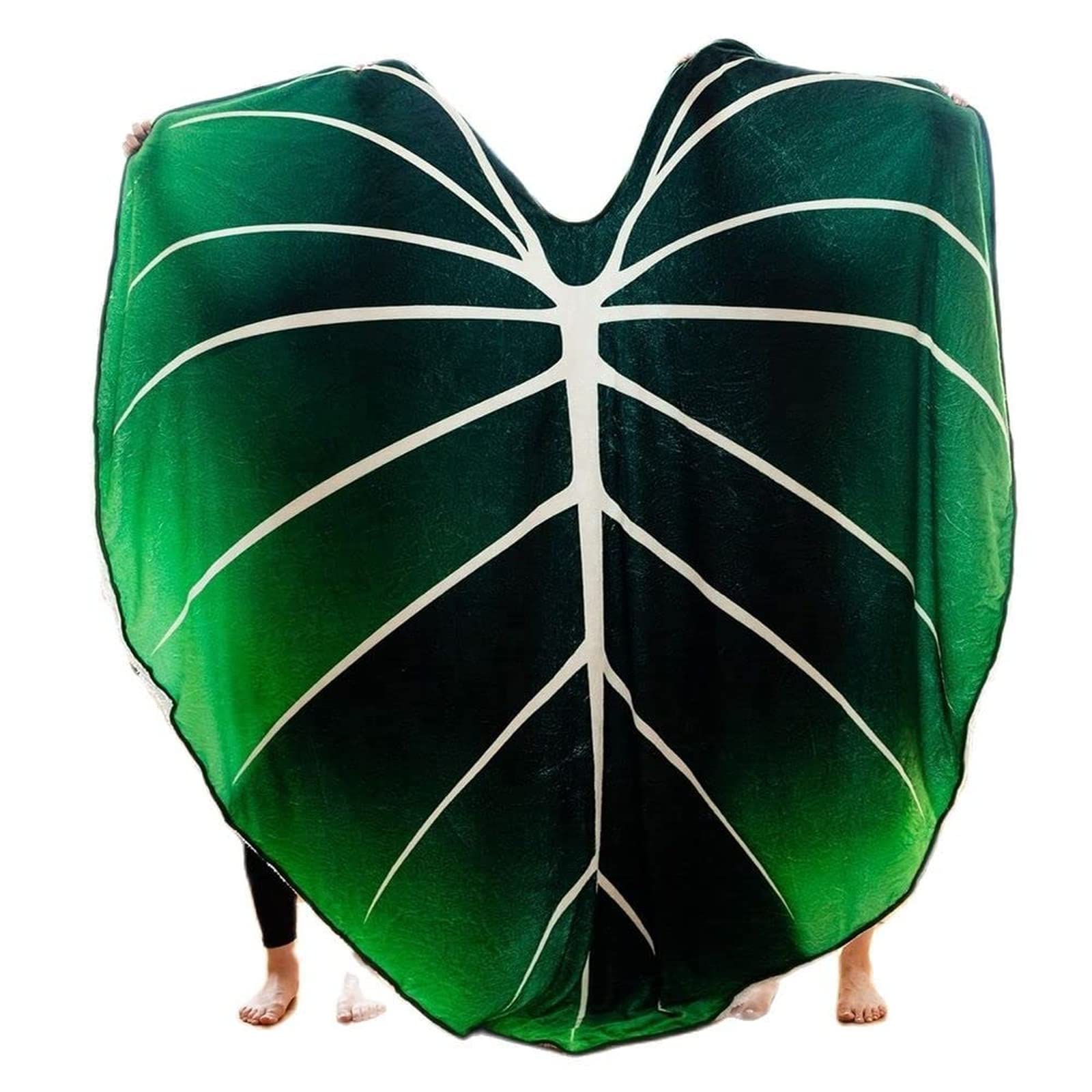 Shallylu Giant Leaf Shaped Flannel Throw Blanket - 59x39 Inch Soft Cozy Blanket for Adults & Kids - Perfect for Plant Lovers, Home Decor, Couch, Bed & Outdoor Picnics