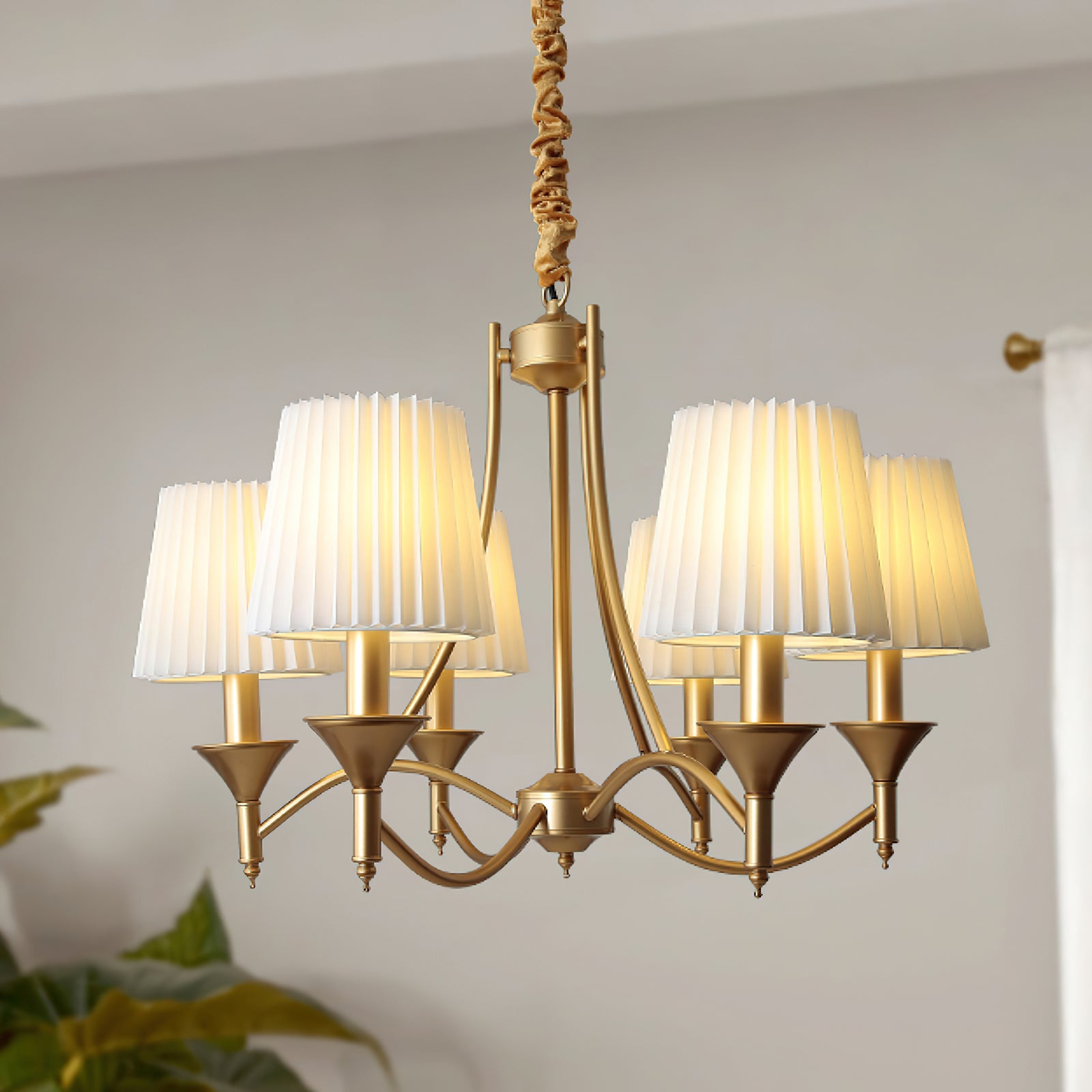 Myrna Pleated Chandelier - Elegant Crystal Ceiling Light Fixture for Dining Room, Bedroom & Living Room Decor | Dimmable Modern Lighting for Home Interior Design
