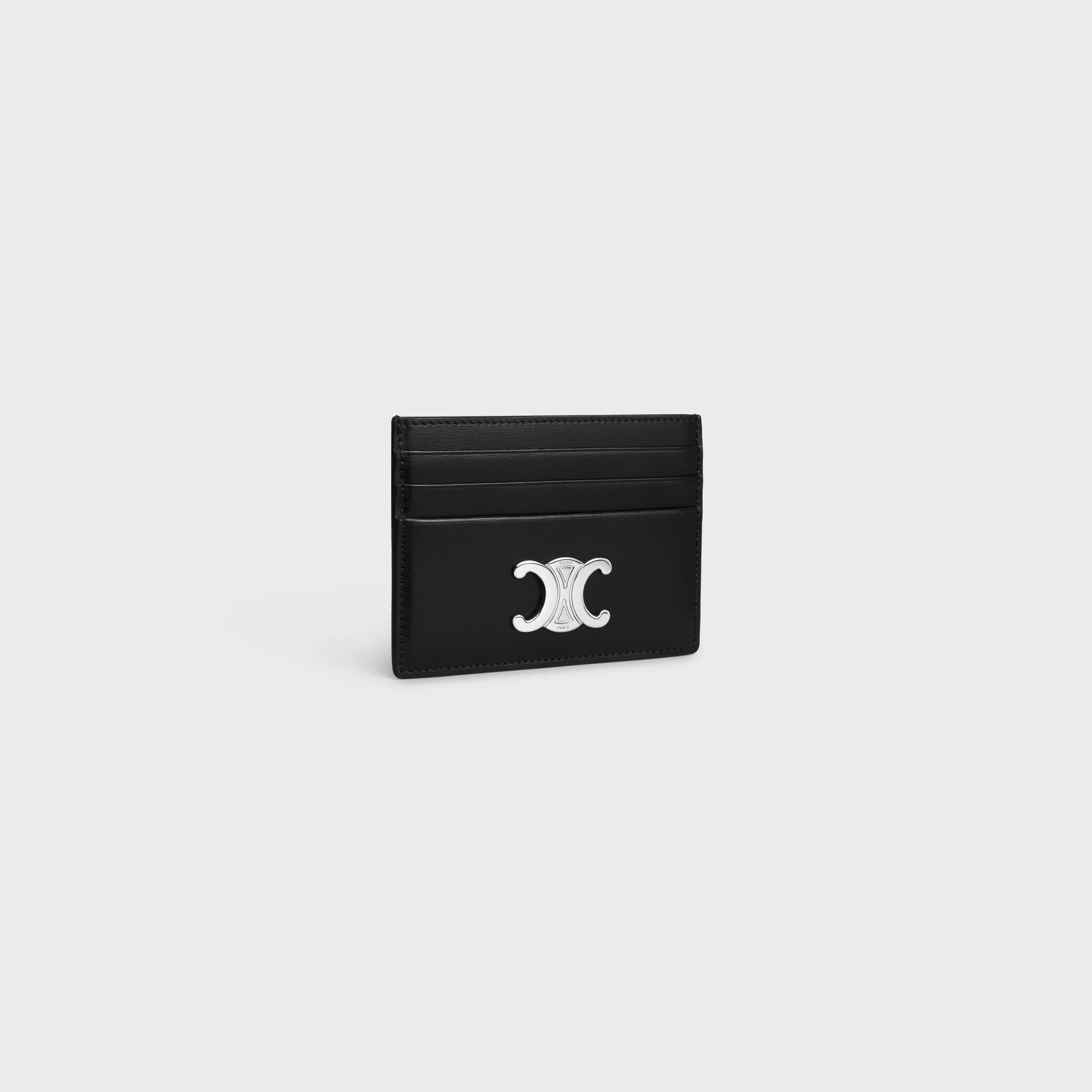 Celine Triomphe Card Holder in Shiny Calfskin - Silver | Luxury Slim Wallet for Credit Cards & Cash | Perfect for Everyday Use & Travel