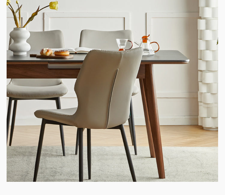 Premium Black Walnut & Ash Solid Wood Extendable Dining Table - Expandable Rock Slab Design for Modern Farmhouse, Rustic Kitchen & Open Concept Dining Rooms