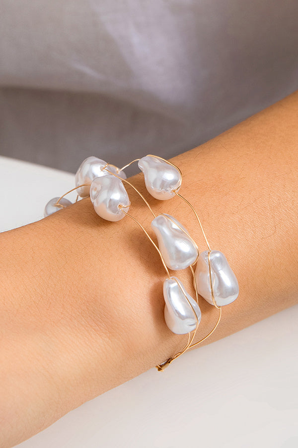 Simple Vintage Imitation Pearl Beads Necklace & Bracelet Set - Elegant Pearl Jewelry for Women, Perfect for Weddings, Parties & Everyday Wear