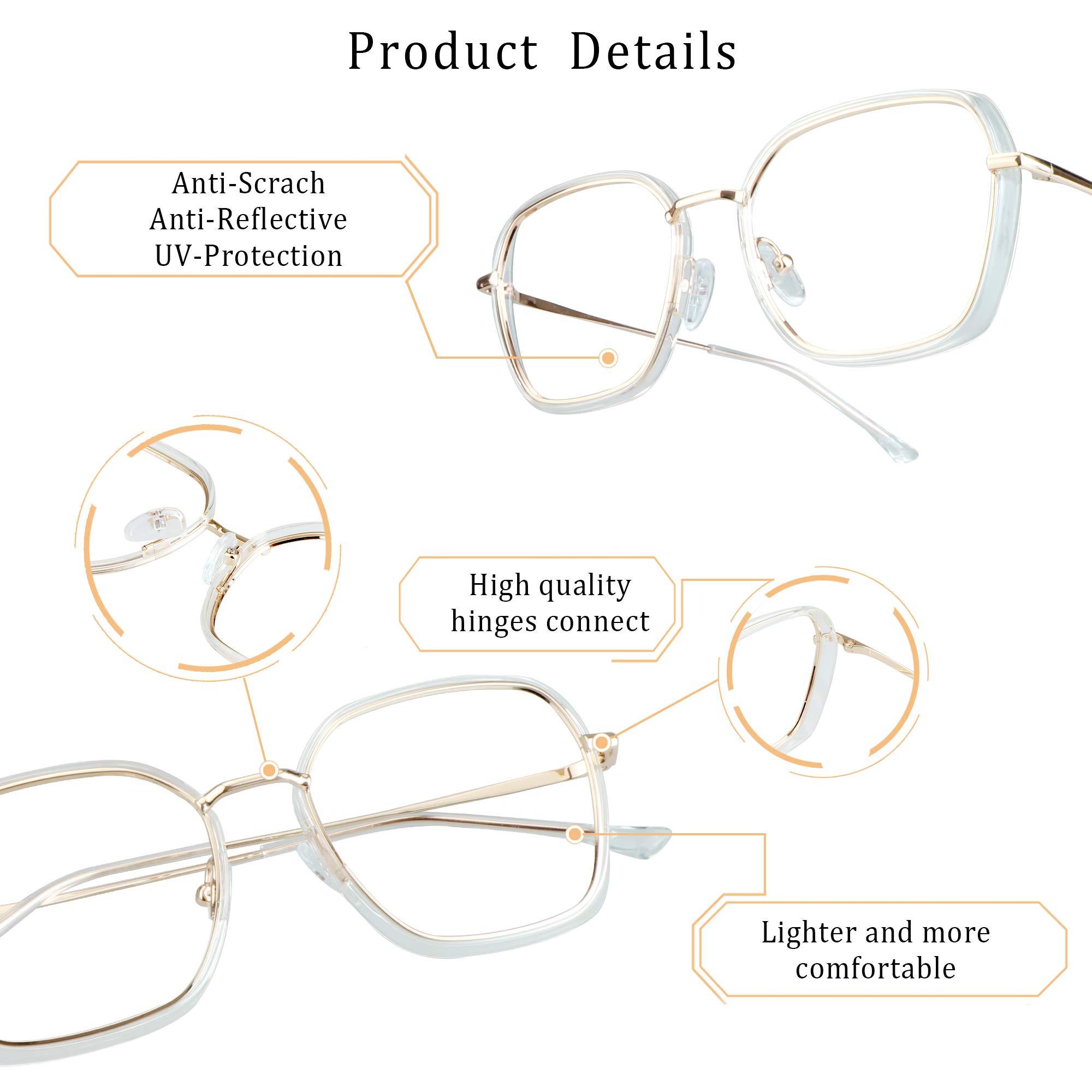 LifeArt Blue Light Blocking Glasses - Anti Eyestrain Computer & Gaming Glasses for Women & Men - Anti Glare Screen Protection - Perfect for Office Work, Online Classes & Late-Night Screen Use