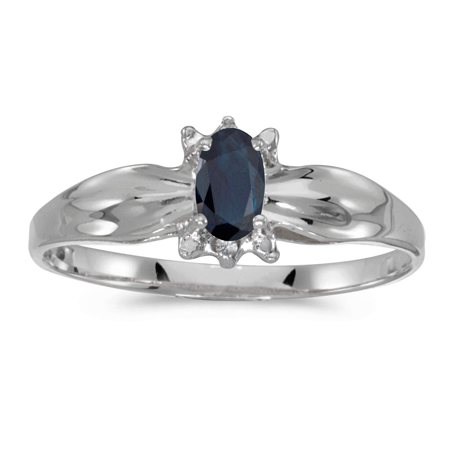 10K White Gold Oval Sapphire and Diamond Ring for Women – Elegant Engagement, Wedding, Anniversary Gift – Perfect for Special Occasions