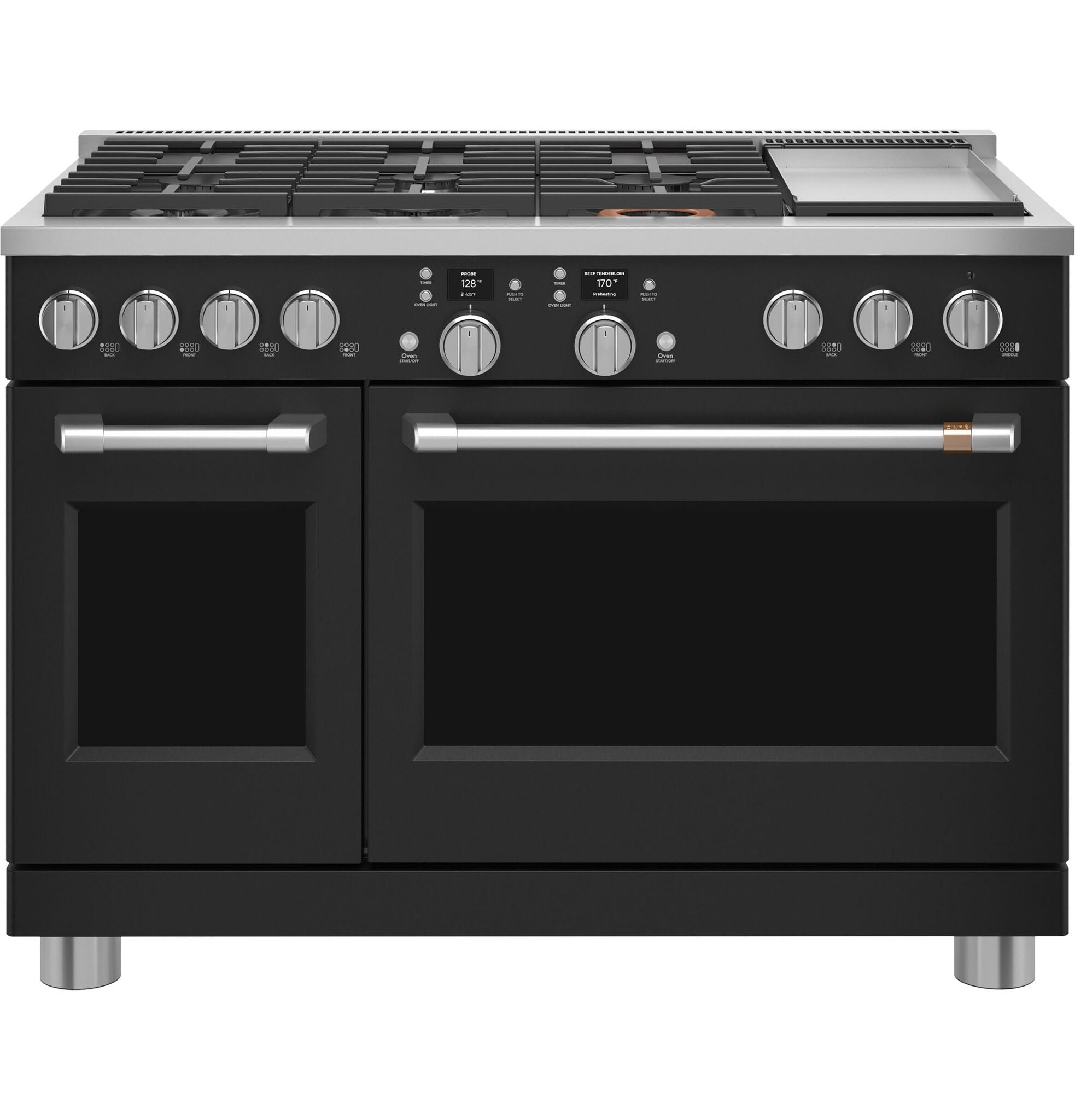 Black Matte Commercial Style Smart Dual Fuel Range with No Preheat Air Fryer - 8.25 Cu. Ft. Gas & Electric Stove for Professional Kitchens & Home Chefs - Perfect for Baking, Roasting & Air Frying