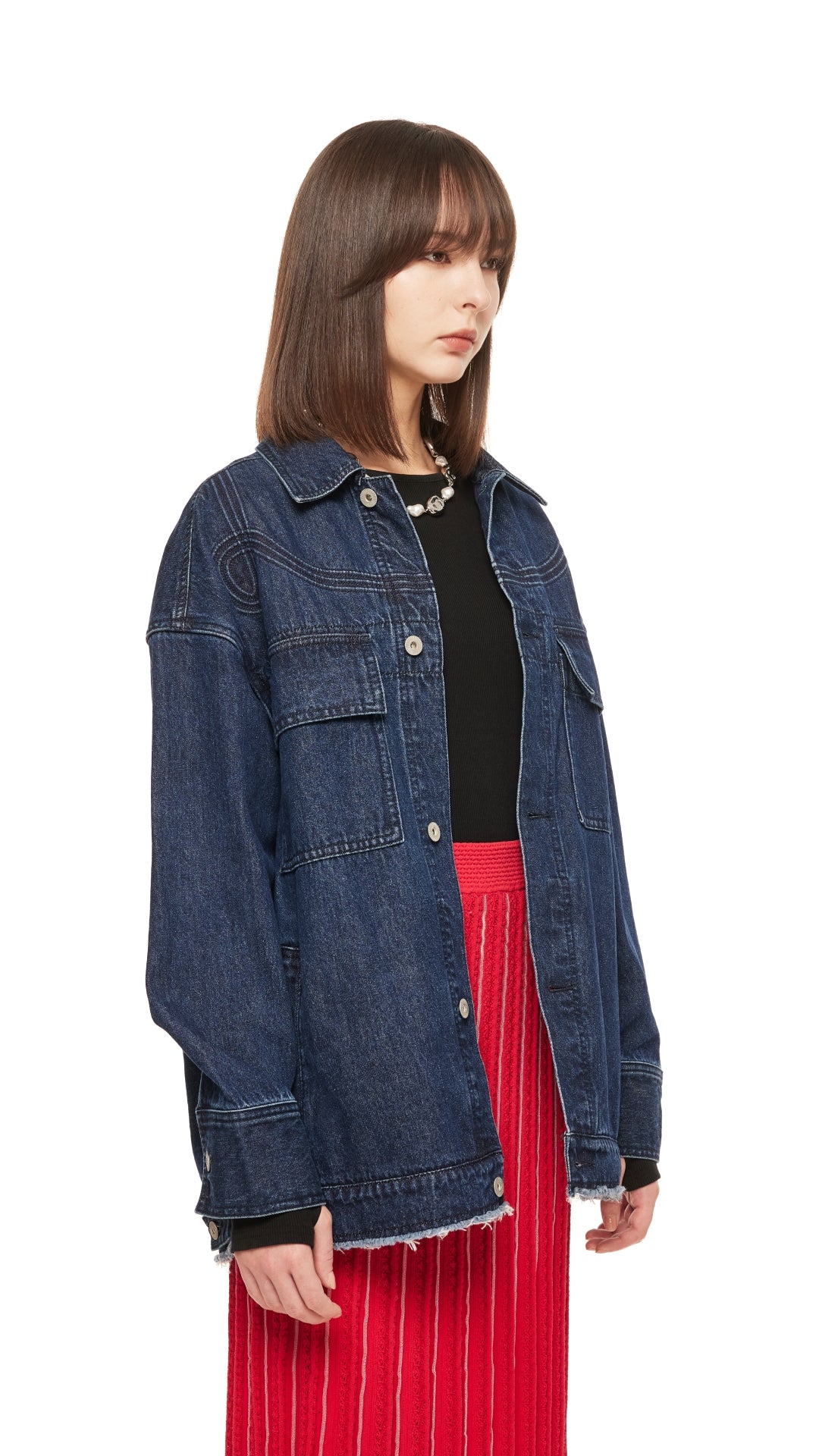 Stylish Oversized Denim Jacket with Corded Braiding - Trendy Women's Fashion for Casual Outings & Streetwear Looks