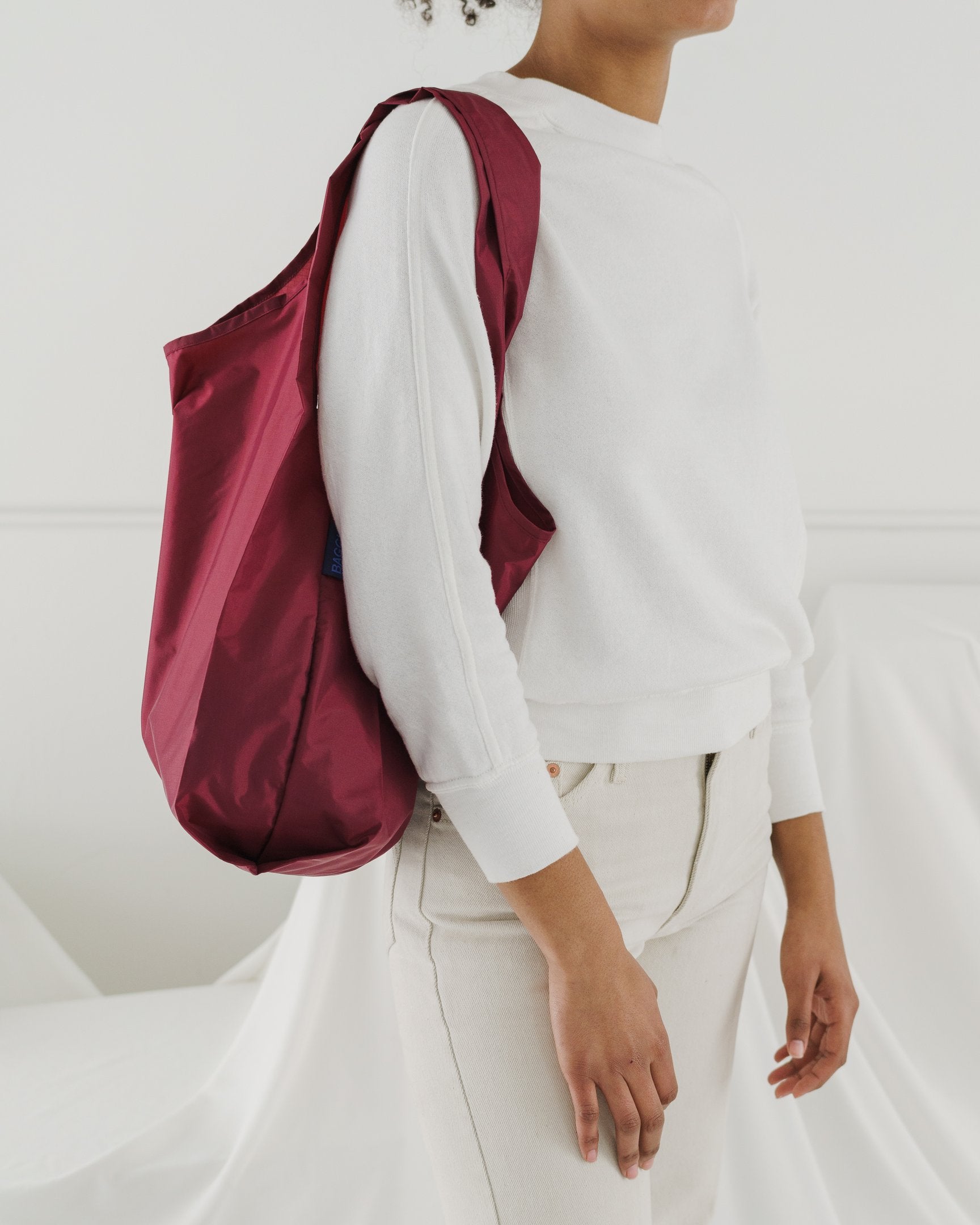 Baggu Standard Reusable Shopping Bag - Cranberry Red | Eco-Friendly Foldable Grocery Tote for Groceries, Beach, Travel & Daily Use