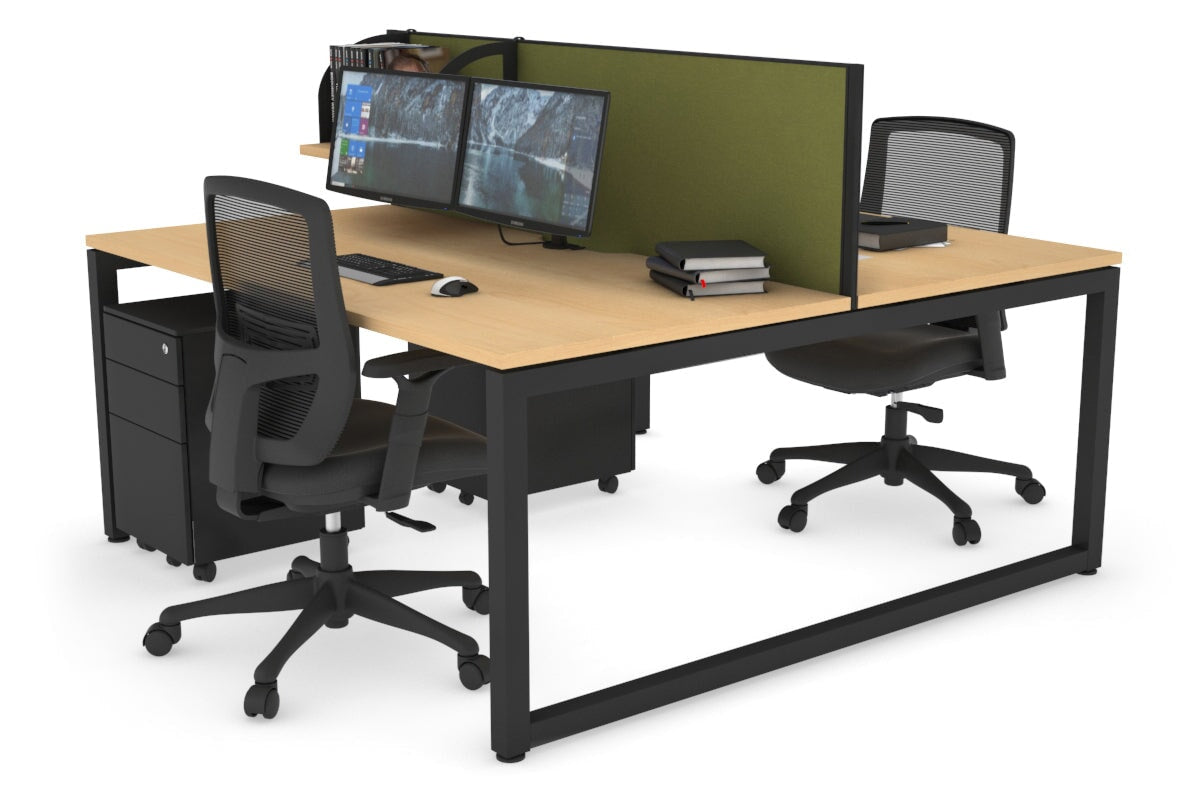 Quadro Loop Legs 2-Person Office Workstation - 1200L x 800W with Cable Management Scallop - Perfect for Collaborative Workspaces & Shared Office Desks
