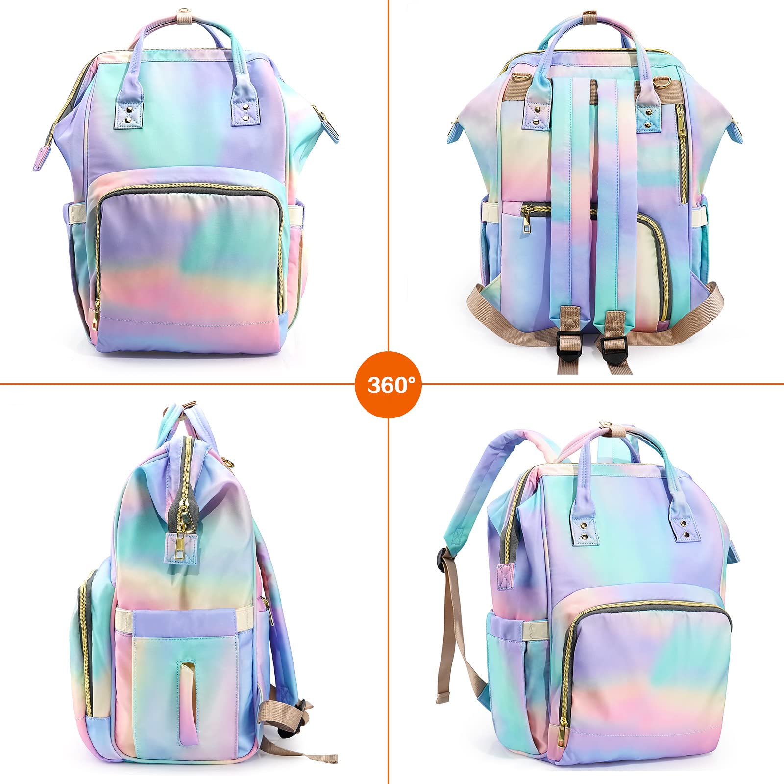 3 in 1 Waterproof Diaper Bag Backpack for Moms - Multifunctional Baby Bag with Changing Pad & Stroller Straps | Perfect for Travel, Shopping & Daily Outings with Baby