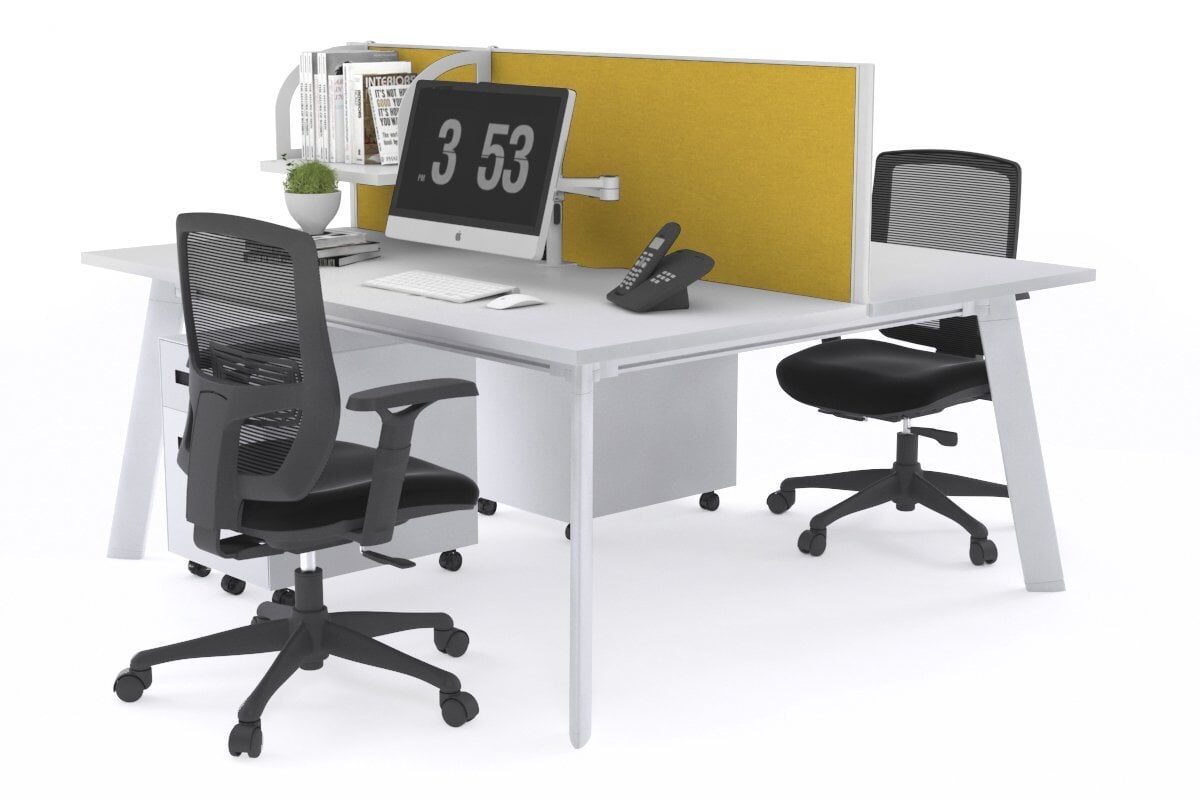 2-Person Workstation with White Frame - 1800L x 700W - Perfect for Office, Home Office, and Collaborative Workspaces