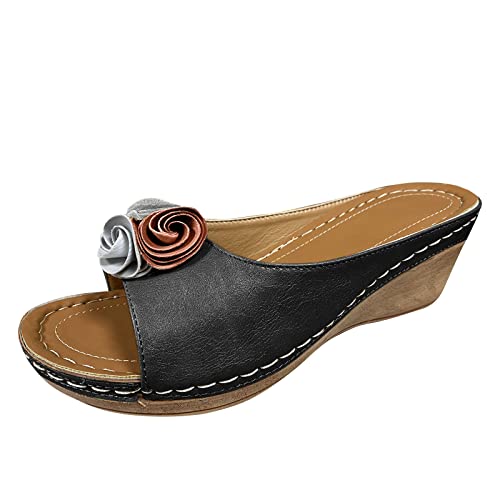 **Sexy Plus Size Wedge Espadrille Sandals for Women - Cute Floral Slip-On Casual Sandals in Solid Colors | Perfect for Beach, Vacation & Summer Outfits**