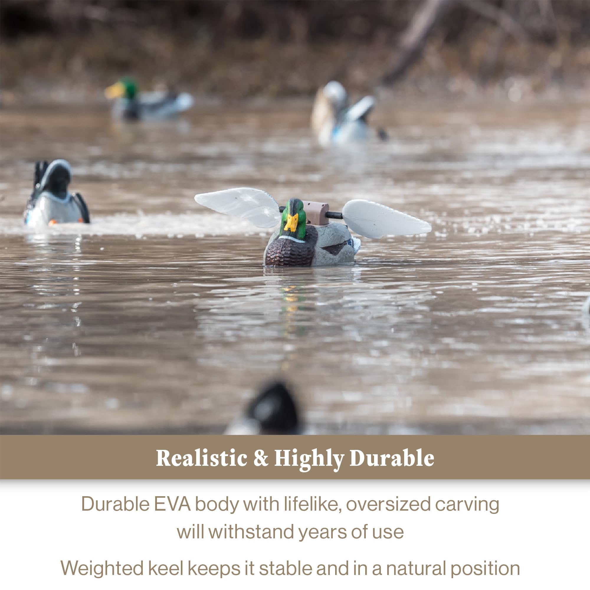 Lucky Duck Water Motion Duck Hunting Decoys - Realistic HD Floater Decoys for Waterfowl Hunting | Perfect for Duck Blinds, Ponds & Marsh Hunting