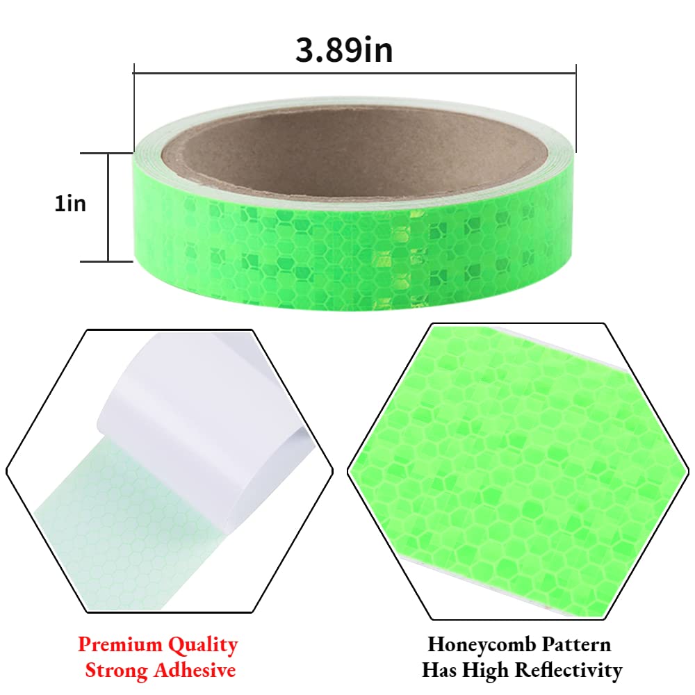 BRIGHT PLUS LIGHT & SAFETY Reflective Tape - 1 Inch x 15 Feet Waterproof Self-Adhesive Green Reflective Tape for Trucks, Trailers, Cars - High Visibility Warning Tape for Road Safety & Night Visibility - Perfect for Vehicle Marking, Hazard Warning & Conspicuity Enhancement