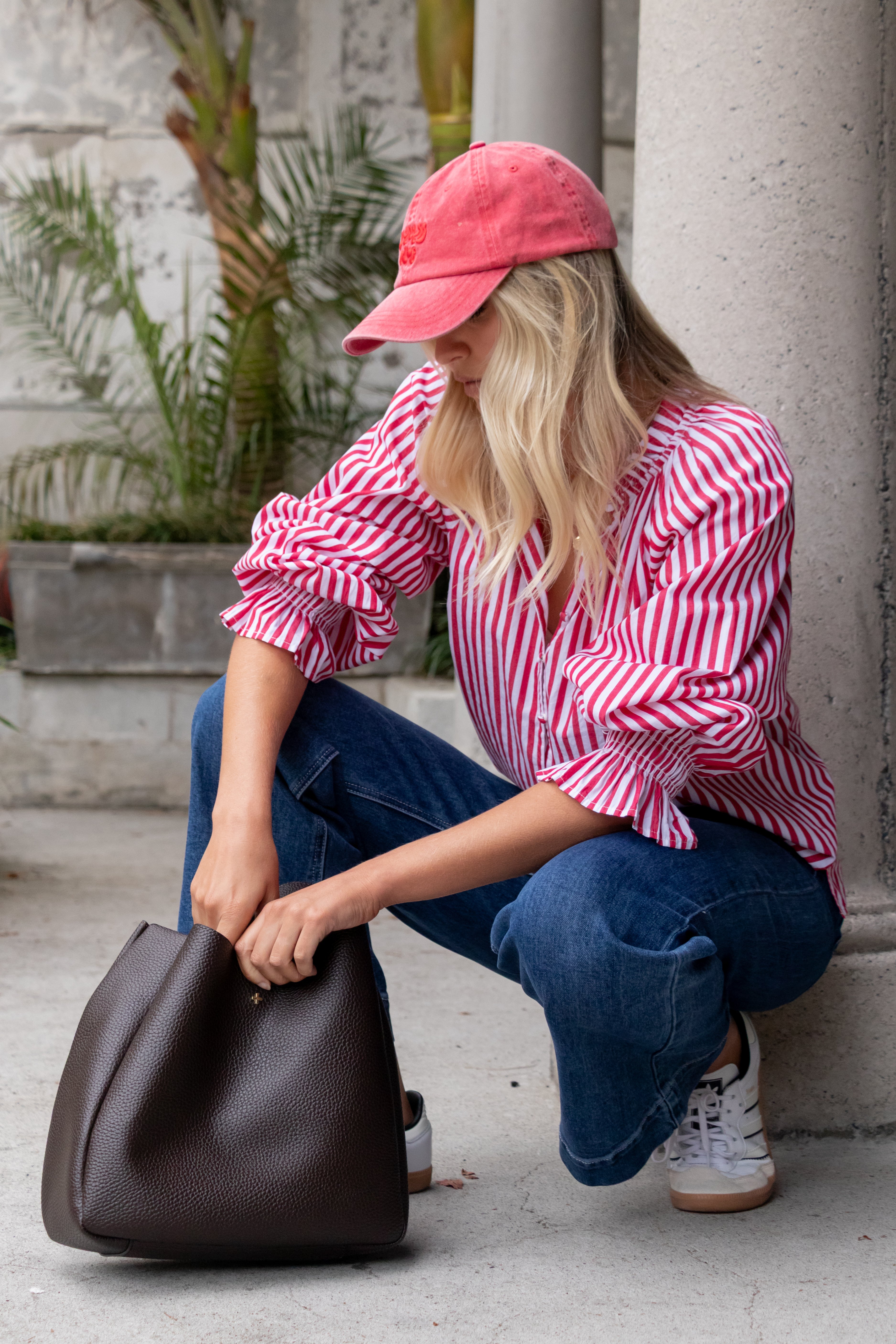 Stylish Red Stripe Long Sleeve Blouse for Women - Trendy Office Wear & Casual Outfits | Perfect for Work, Dates, and Everyday Fashion