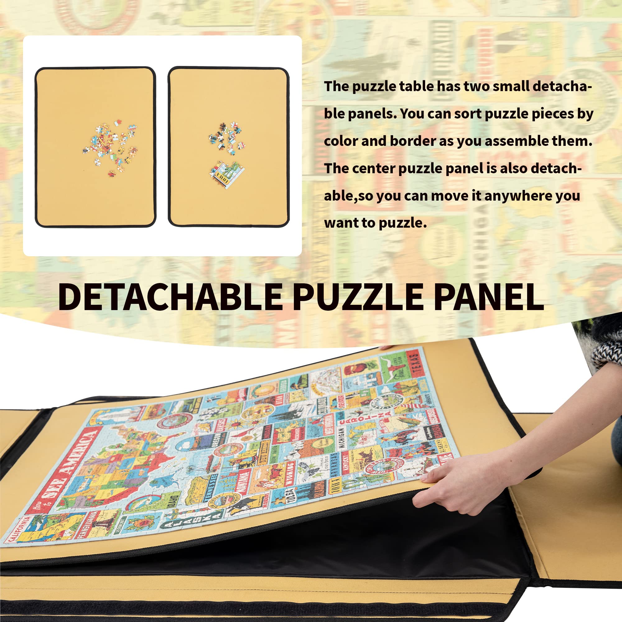 1000 Piece Jigsaw Puzzle Carry Case - Portable Puzzle Mat with Non-Slip Flannel Surface, Sorting Trays & Table Board Caddy - Heavy Duty Double Stitched Storage Solution for Adults & Kids - Perfect for Travel, Home, and Puzzle Parties