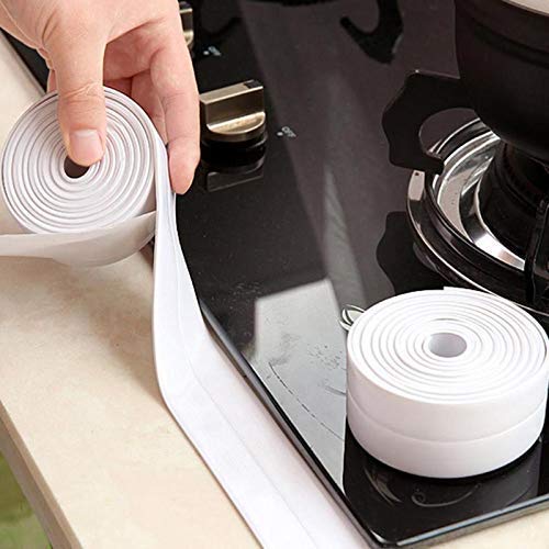 ATHA PVC Self-Adhesive Caulk Strip - Waterproof Wall Seal Tape for Kitchen Countertops, Sink, Bathroom, Toilet & Bathtub Floor/Wall Edge Protection (3.2M, White) | Easy Installation for Home Renovation & Waterproofing Projects