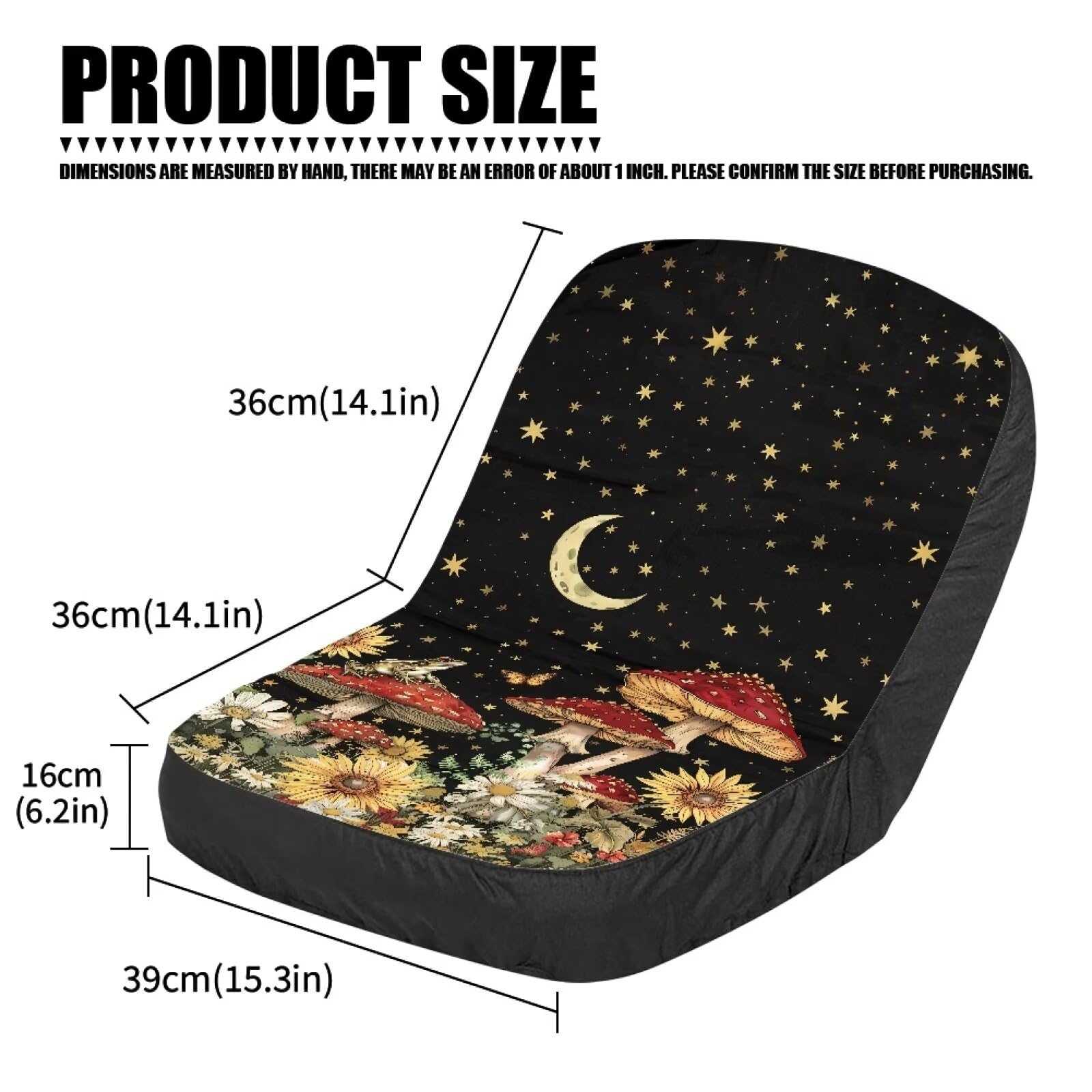 Heavy Duty Tractor Seat Cover - Comfortable Cushioned Agricultural & Industrial Vehicle Seat Cushion Cover with Mushroom Moon Print | Durable for Farming, Construction & Outdoor Work