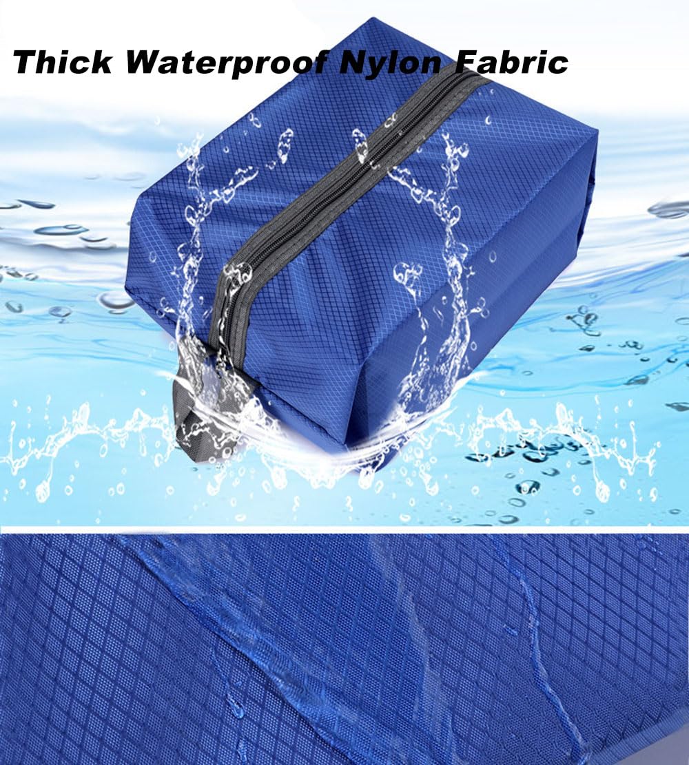 4 Pack Washable Travel Shoe Bags - Blue Nylon & Oxford Fabric with Zipper Closure | Perfect for Gym, Vacation & Organization