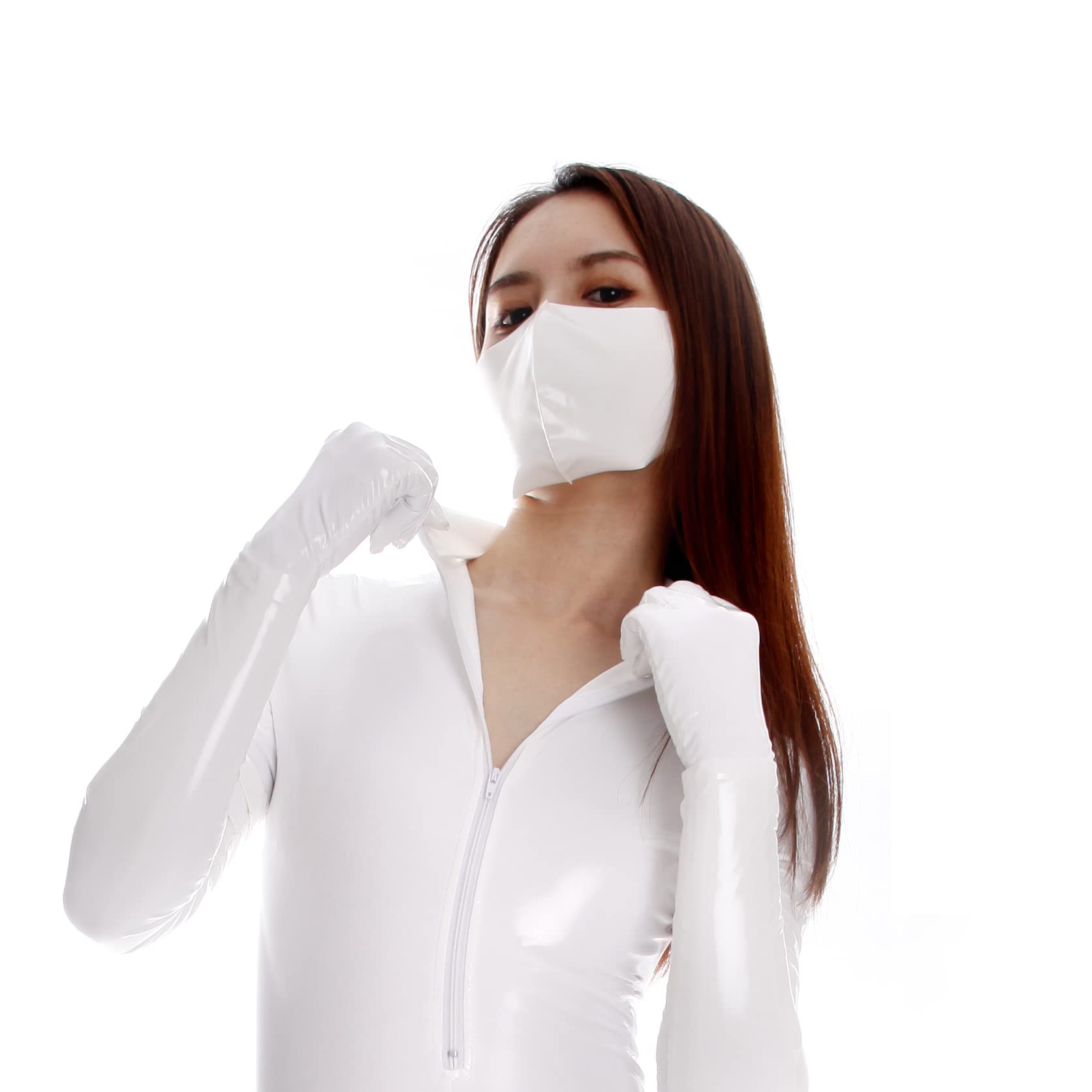 BDSM Breath Control Face Mask - Latex & Leather Sex Play Mask for Women & Men - Shiny Adult Fetish Gear for Role Play & Sensual Exploration