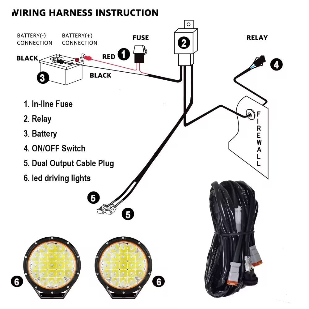 7inch 2PCS LED Off Road Lights - 210W 32000LM Super Bright Driving Lights with Amber Cover, 12V/24V Wiring Harness - Perfect for Pickup Trucks, SUVs & Offroad Adventures (Ideal for Night Driving, Camping & Trail Exploration)