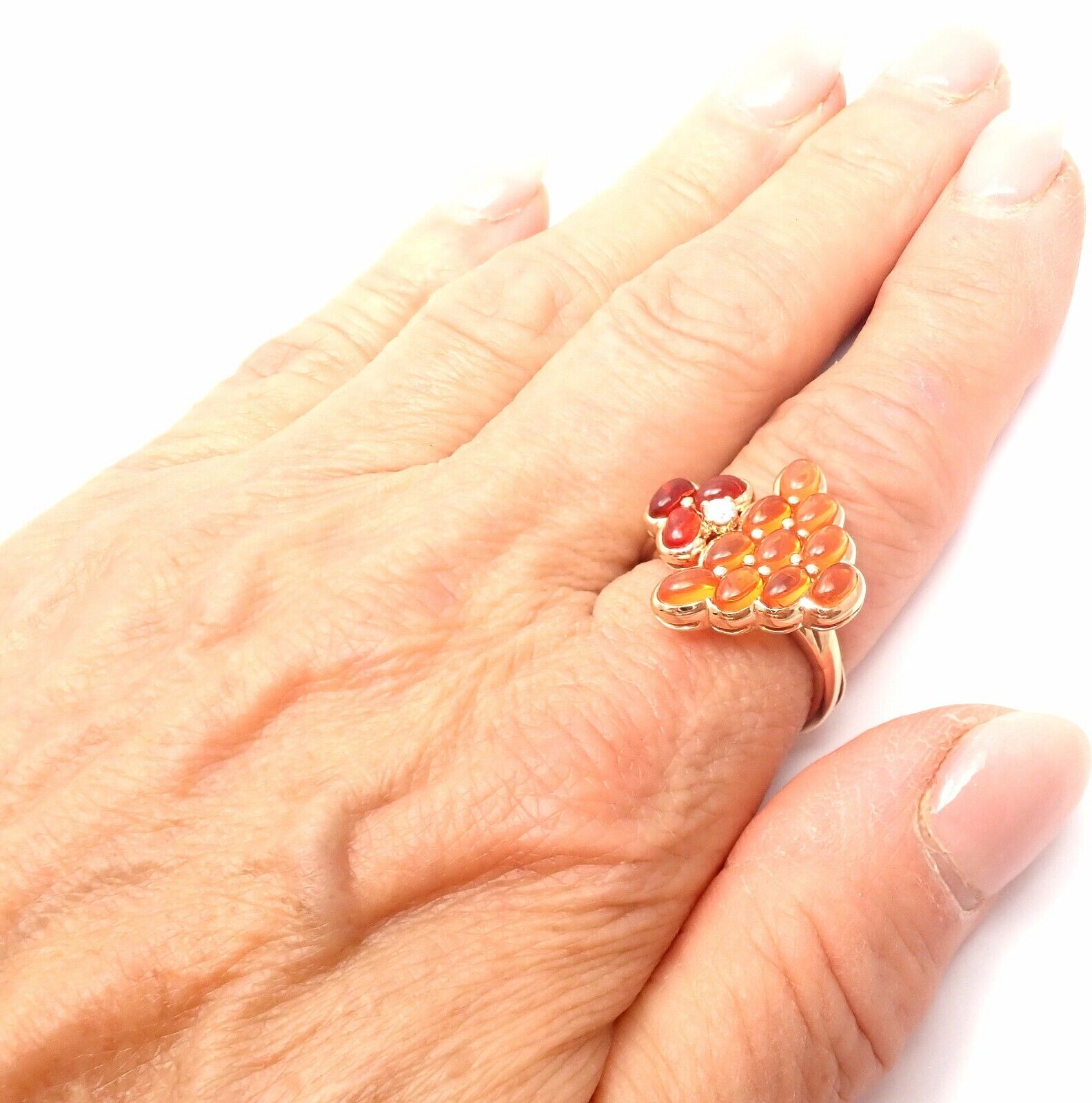 Authentic Mauboussin Paris 18k Rose Gold Diamond Tourmaline Citrine Ring for Women - Luxury Jewelry Gift for Anniversary, Engagement & Special Occasions