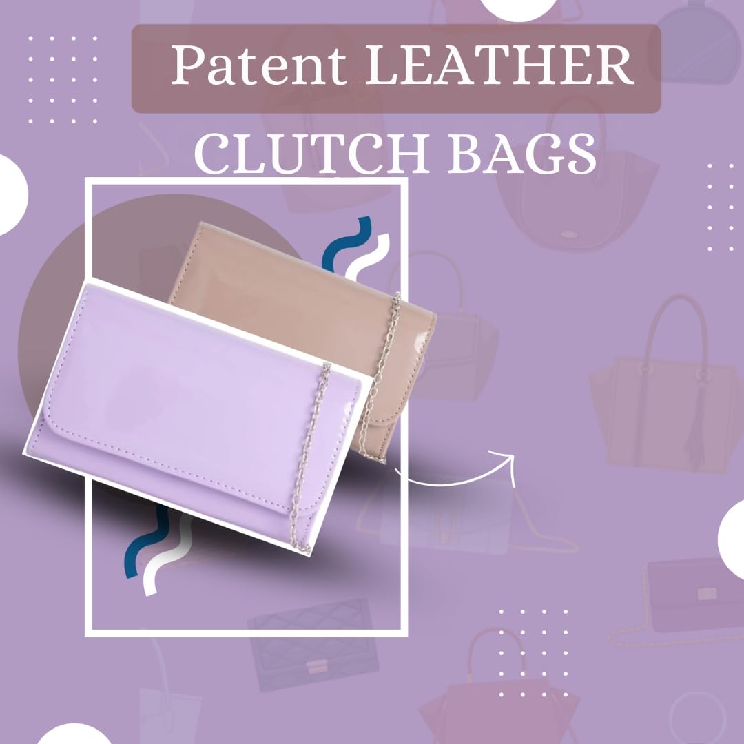 Starz Women's Elegant Patent Leather Clutch Bag for Wedding, Party & Evening Events - Stylish Ladies Handbag for Formal Occasions, Date Nights & Special Celebrations