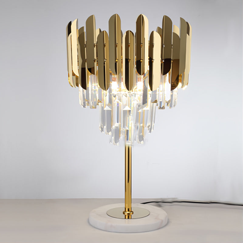 Elegant Crystal Marble LED Desk Lamp - Modern Office & Study Table Light for Home, Bedroom, Dorm - Perfect for Reading, Working & Decor