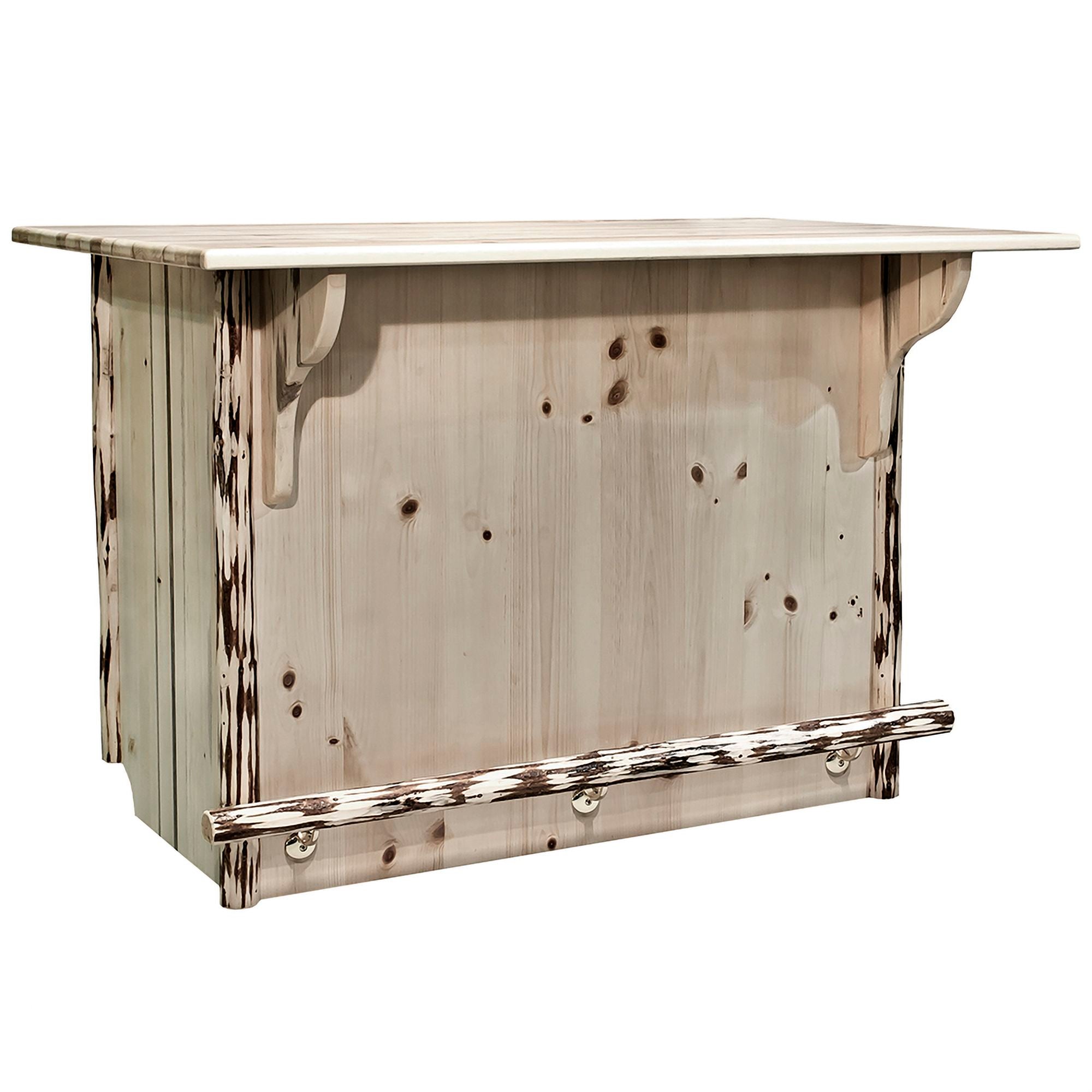 Montana Bar with Foot Rail - Rustic Wooden Pub Table for Home & Commercial Use - Perfect for Man Caves, Basements, and Outdoor Entertaining