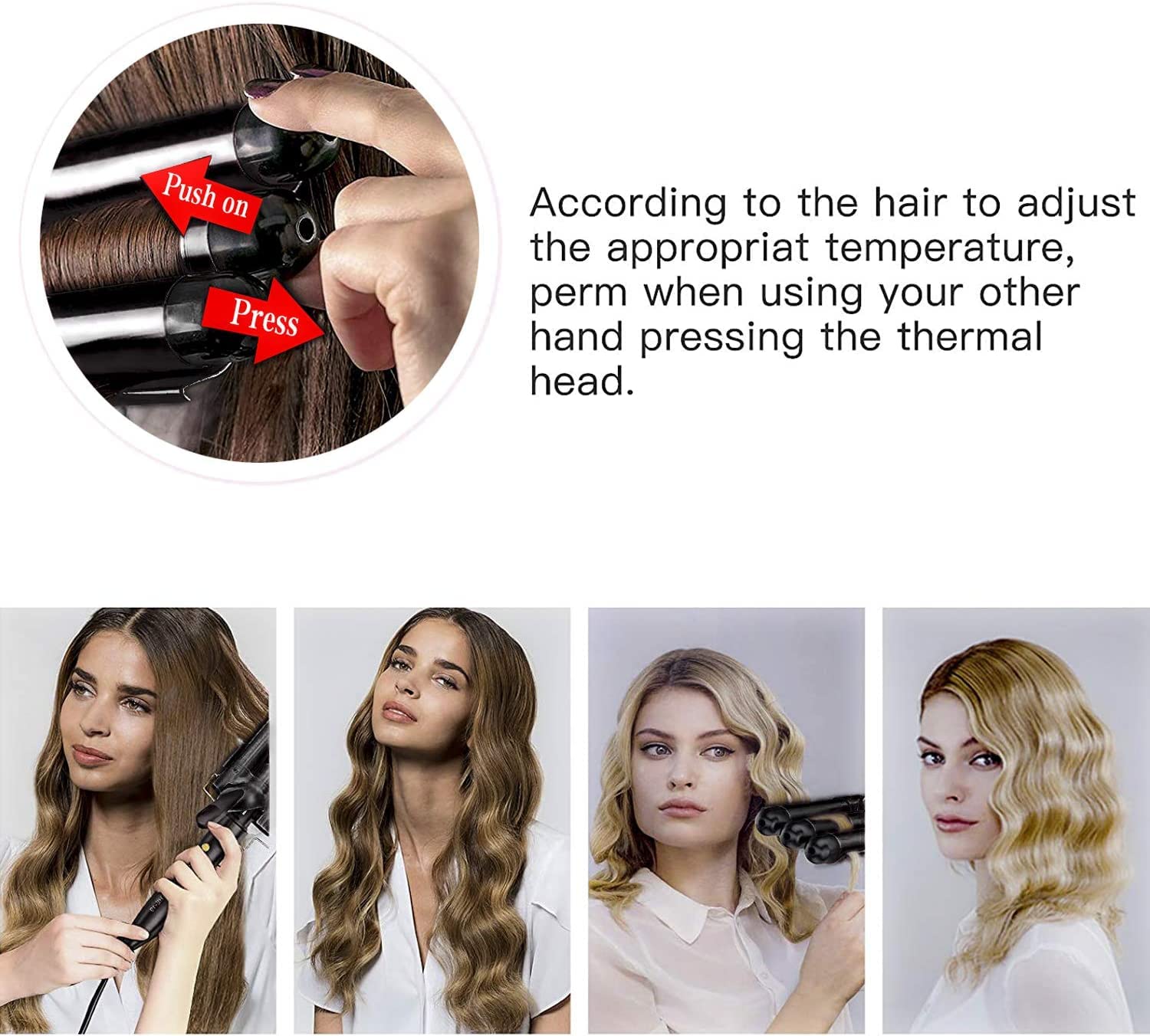 Coidak 1 Inch 3 Barrel Hair Waver - 25mm Adjustable Temperature Curling Iron for Beach Waves, Quick Heat Up Hair Crimper | Perfect for Salon Styling, Home Use & Travel (Black)