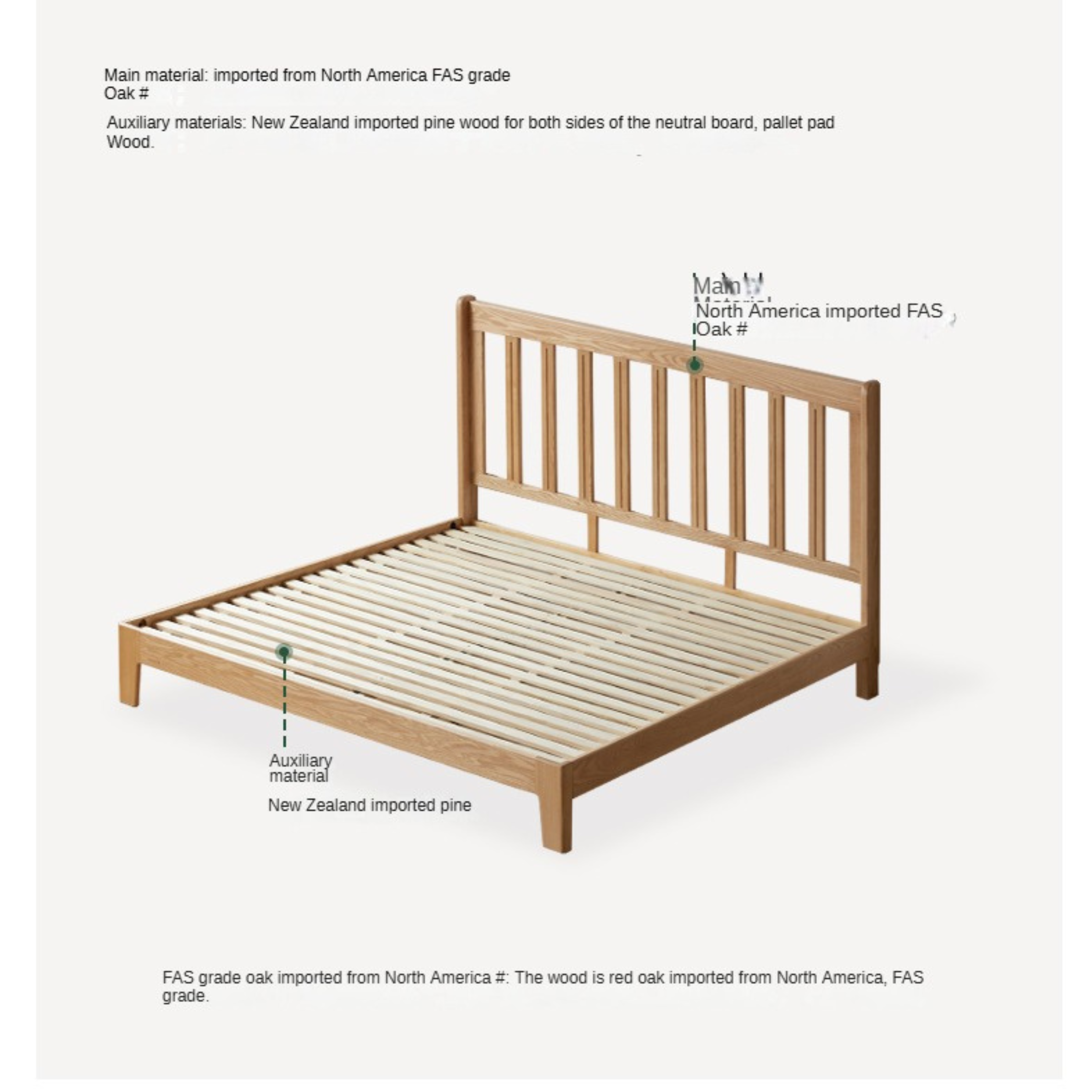 Solid Oak Wood Grille Bed - Small Soft Bed Frame for Cozy Bedrooms | Perfect for Kids Rooms, Guest Rooms & Small Spaces