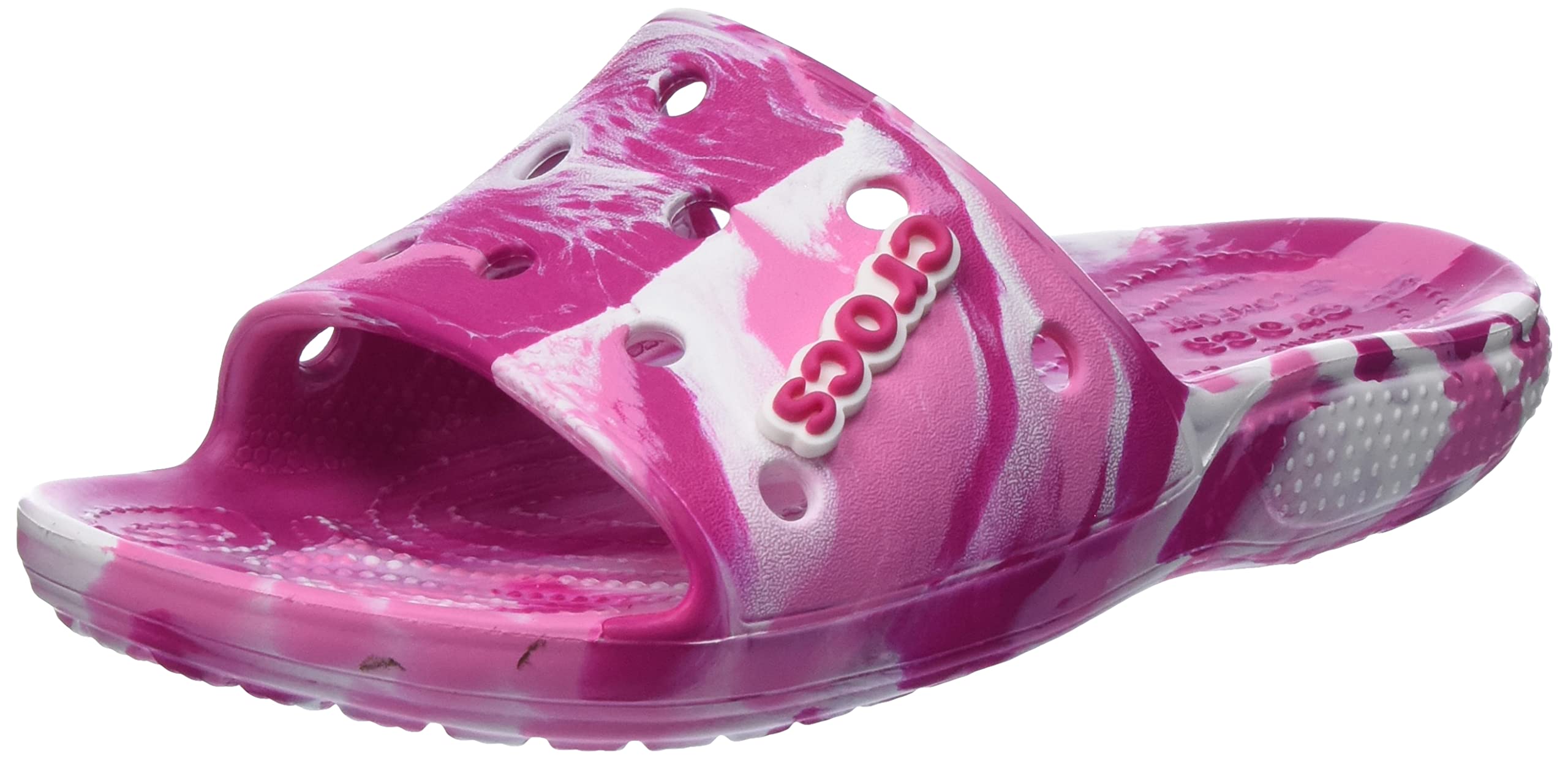 Crocs Classic Marble Women's Pink Slides - Comfortable Summer Sandals for Women, Non-Slip Pool Shoes, Lightweight House Slippers for Indoor/Outdoor Wear
