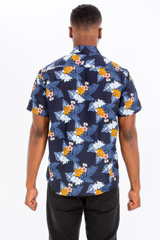 Hawaiian Shirt for Men & Women - Tropical Floral Print Short Sleeve Button Down Shirt | Beach Vacation, Summer Party, Casual Wear