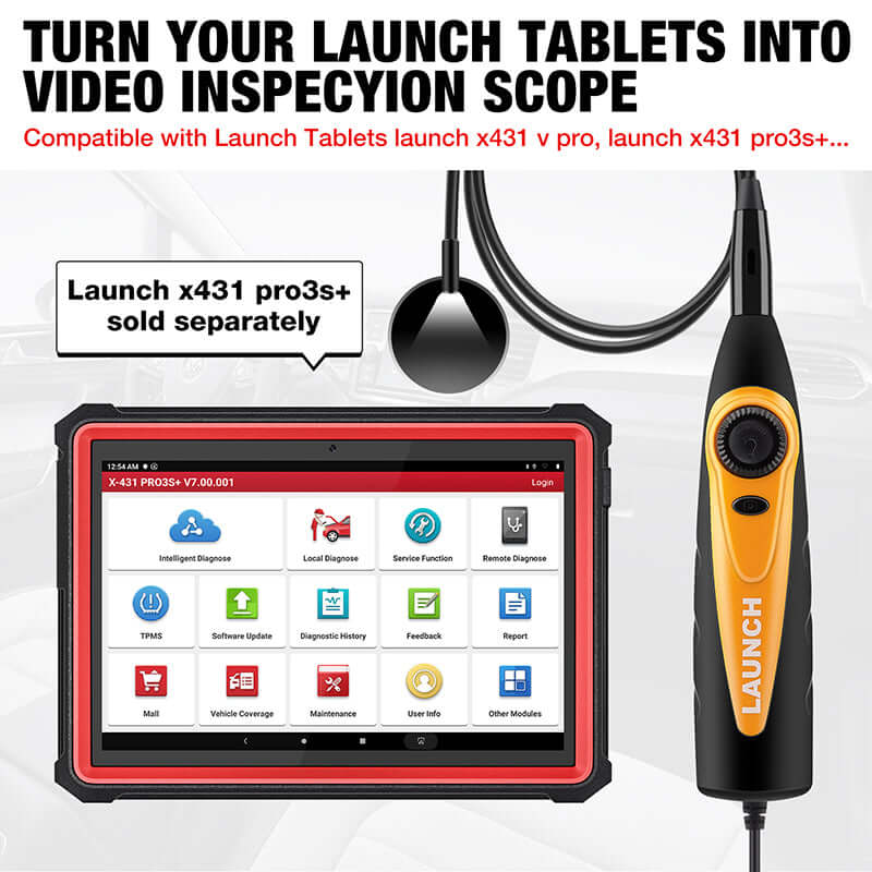 LAUNCH VSP 600 HD Video Borescope - 5.5mm Endoscope Camera with 6 LED Lights, 2.4