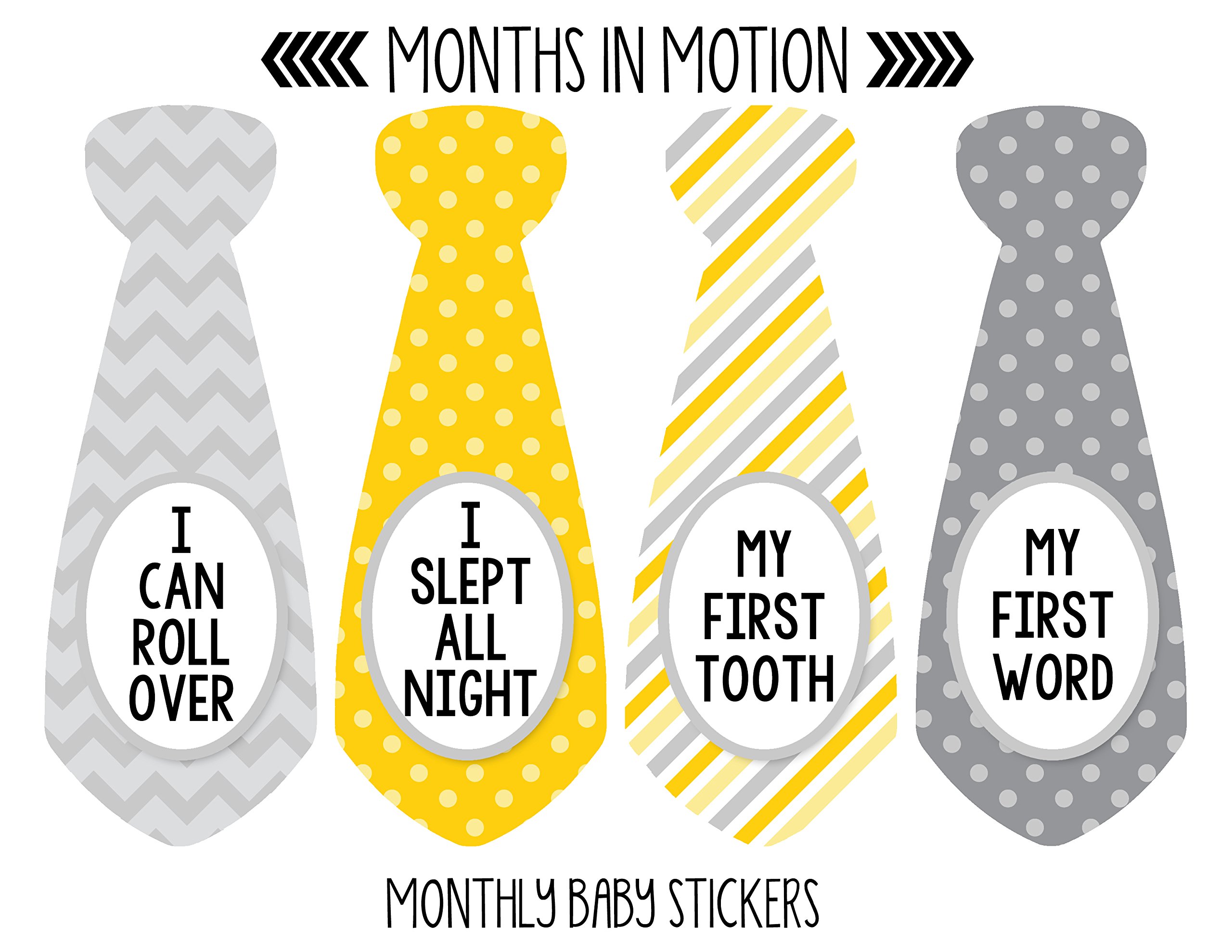 Baby Monthly Milestone Necktie Stickers - Newborn Boy Photo Props - Set of 20 Adhesive Month Stickers for Baby's First Year - Perfect for Monthly Photos, Scrapbooking & Memory Keepsakes