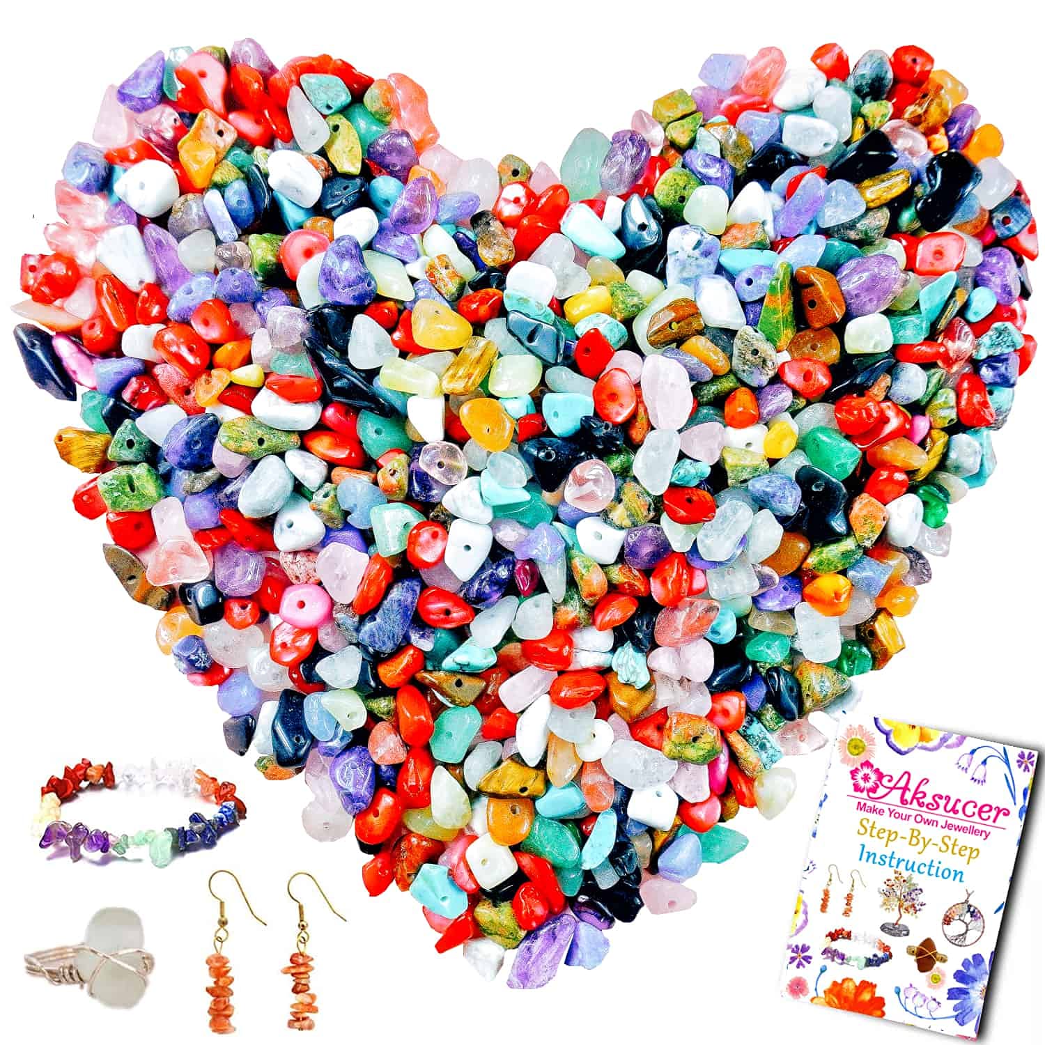 800pcs Natural Crystal Stone Beads Chip Bulk for Jewelry Making - DIY Necklace, Earrings, Bracelet & Ring Supplies with Plastic Storage Box | Perfect for Handmade Gifts, Craft Projects & Wire Jewelry Creations