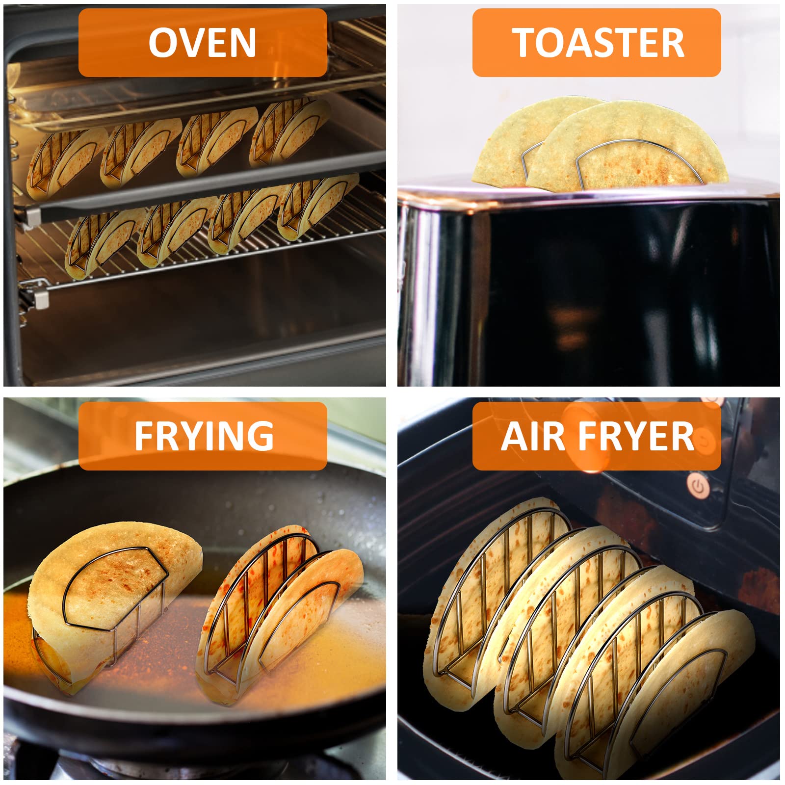 Stainless Steel Taco Shell Mold Stand - 2 Pack Taco Shell Maker for Baking, Frying & Air Frying | Create Crispy Flat-Bottom Tacos at Home | Perfect for Taco Tuesday, Parties & Mexican Cuisine