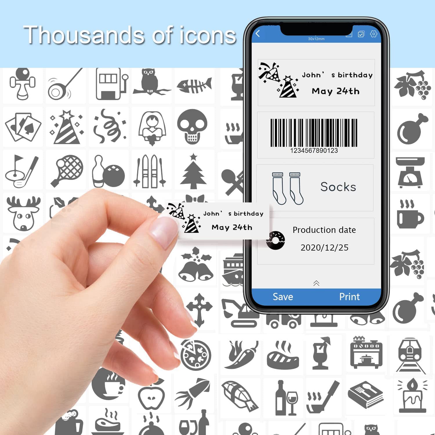 Bluetooth Thermal Label Printer - Portable Mini Label Maker with Rechargeable Battery, 3 Tapes Included for Home Office, School, Kitchen & Organization | Perfect for Shipping Labels, Pantry Organization & Craft Projects