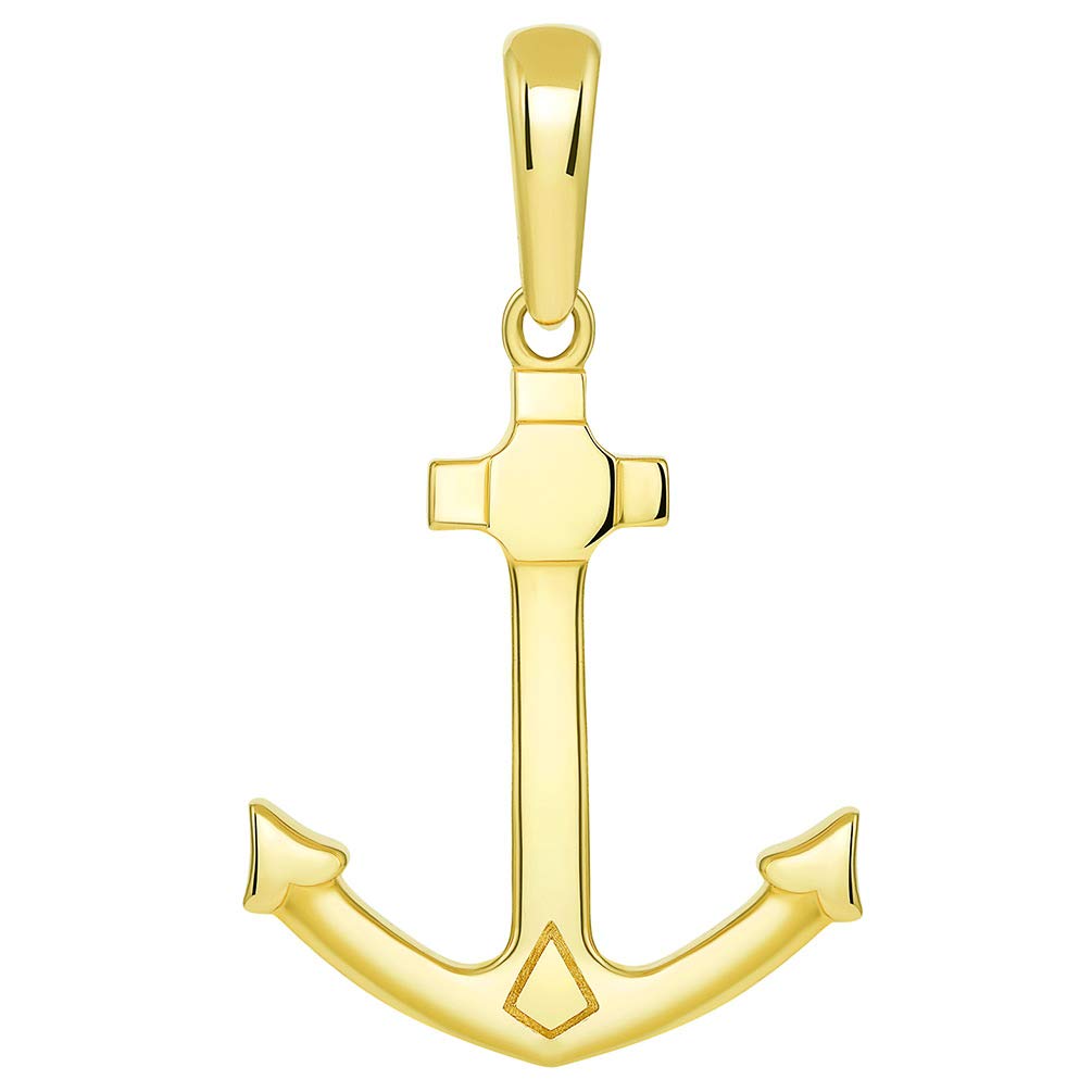 14K Yellow Gold Anchor Pendant Necklace - Nautical Marine Jewelry for Women, Perfect for Gifts, Beach Parties & Everyday Wear