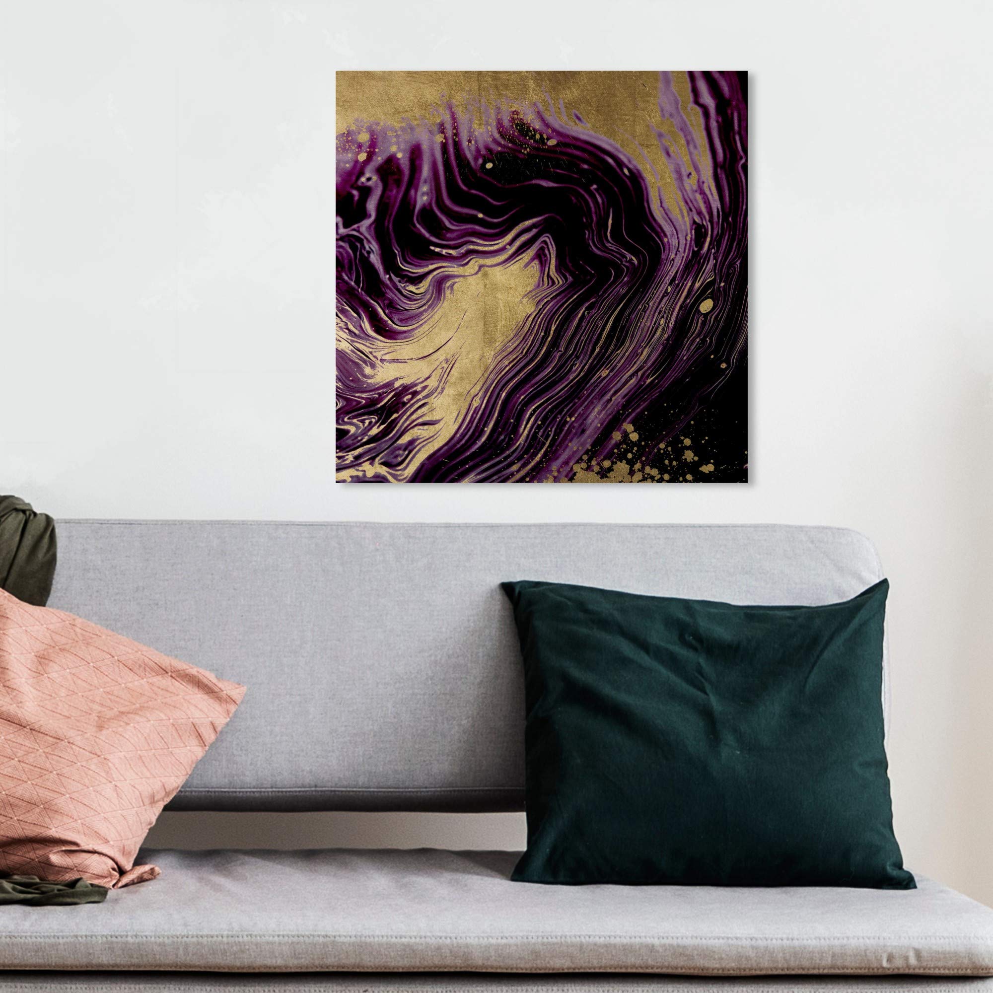 Oliver Gal Artist Co. Abstract Wall Art Canvas Print 'Plum Agate' - 12x12 Inch Gold & Purple Modern Home Decor - Perfect for Living Room, Bedroom & Office Wall Decor