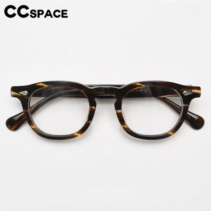 CCspace Unisex Full Rim Square Acetate Eyeglasses 56838 - Stylish & Durable Acetate Frame Glasses for Men & Women - Perfect for Reading, Work, and Everyday Fashion