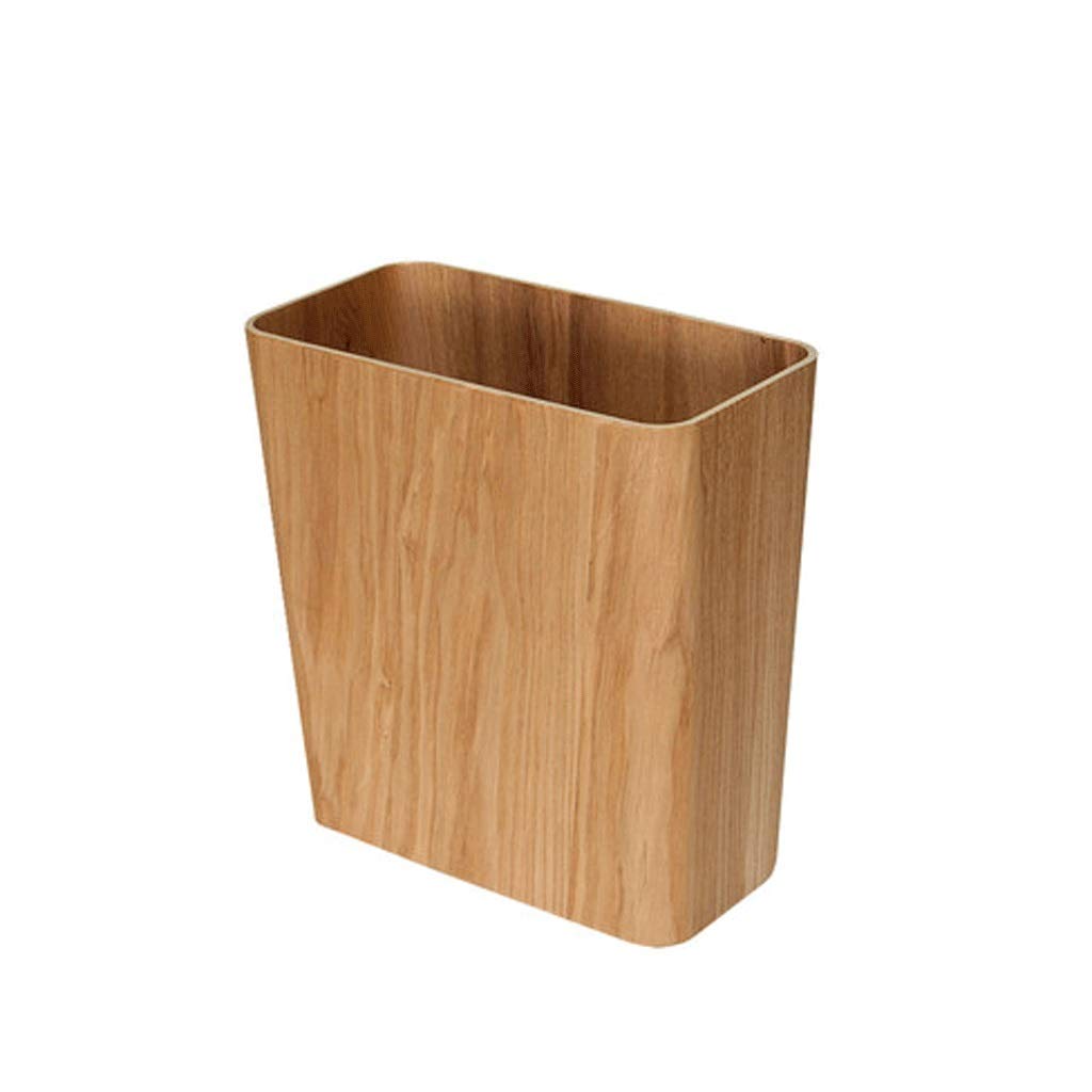 Premium Black Walnut & Curved Willow Square Trash Can - 12L/3.1Gal Waste Basket for Living Room, Bedroom, Bathroom - Elegant Brown Garbage Bin for Home & Office Use