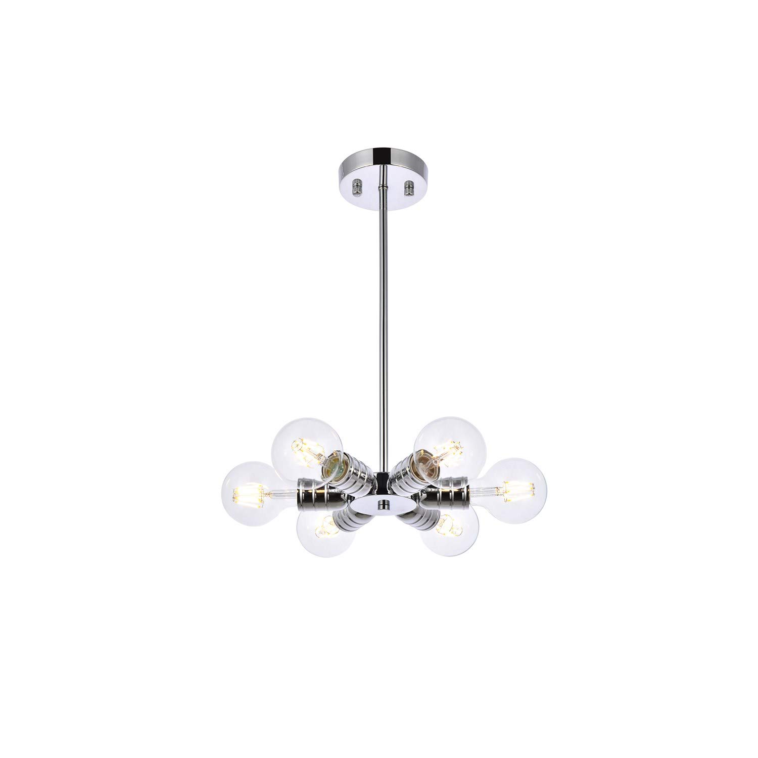 Reyes 6-Light Chrome Pendant Lighting Fixture - Modern Dining Room Chandelier for Kitchen Island, Bedroom, or Living Room Ceiling Decor