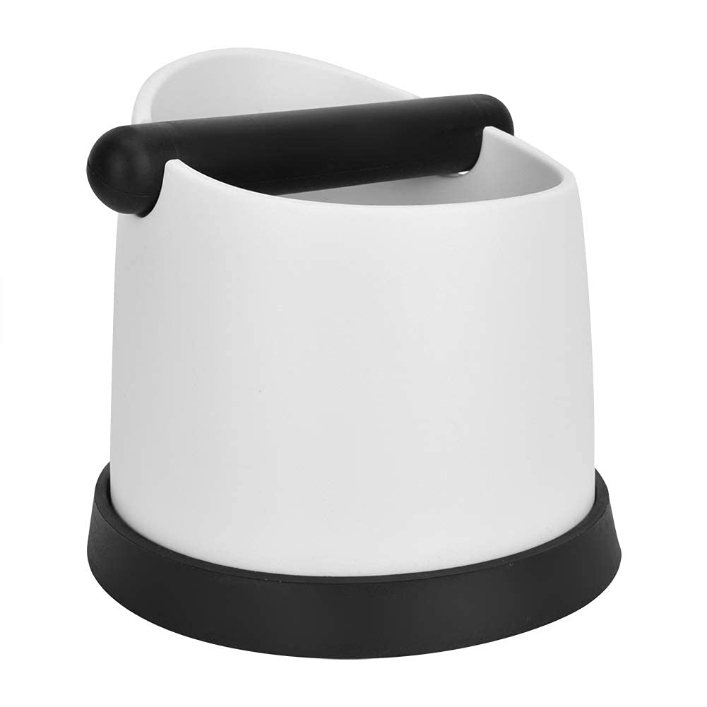 Qiuqiu Coffee Knock Box - Stainless Steel Coffee Grounds Dump Bin for Espresso Bar, Home & Office Use - White