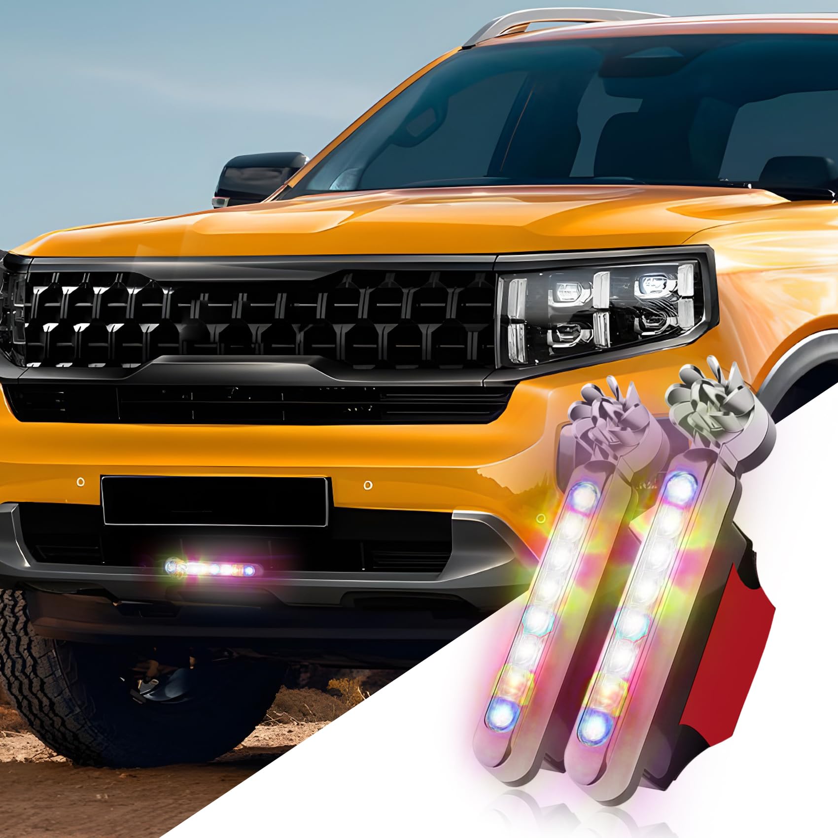 Deemars 2 Pack LED Wind Powered Car Lights - Waterproof Auto Daytime Running Lights with No External Power Needed | Perfect for Trucks, SUVs & General Vehicles (Daytime Visibility & Safety)