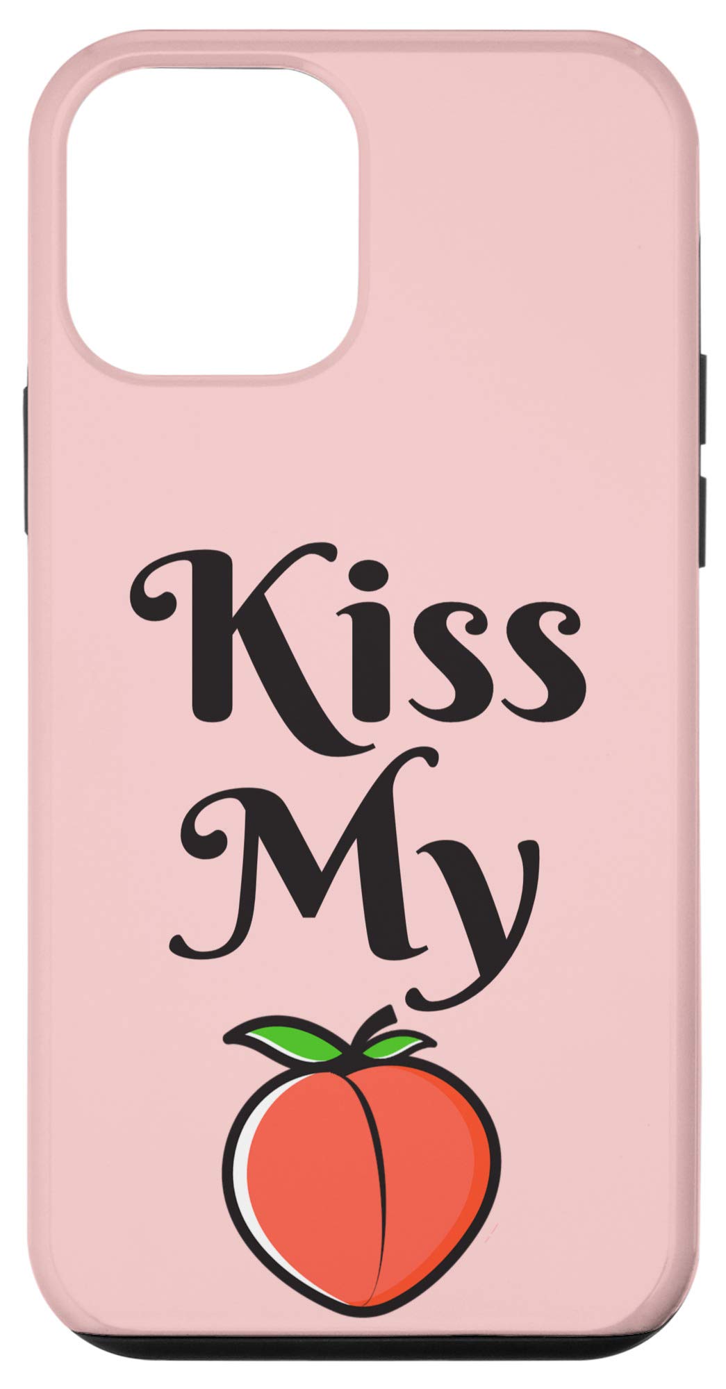 iPhone 12 Mini Kiss My Peach Phone Case - Pink Fruit Design Funny Protective Cover for iPhone 12 Mini - Perfect for Everyday Use, Gifts & Adding Personality to Your Device