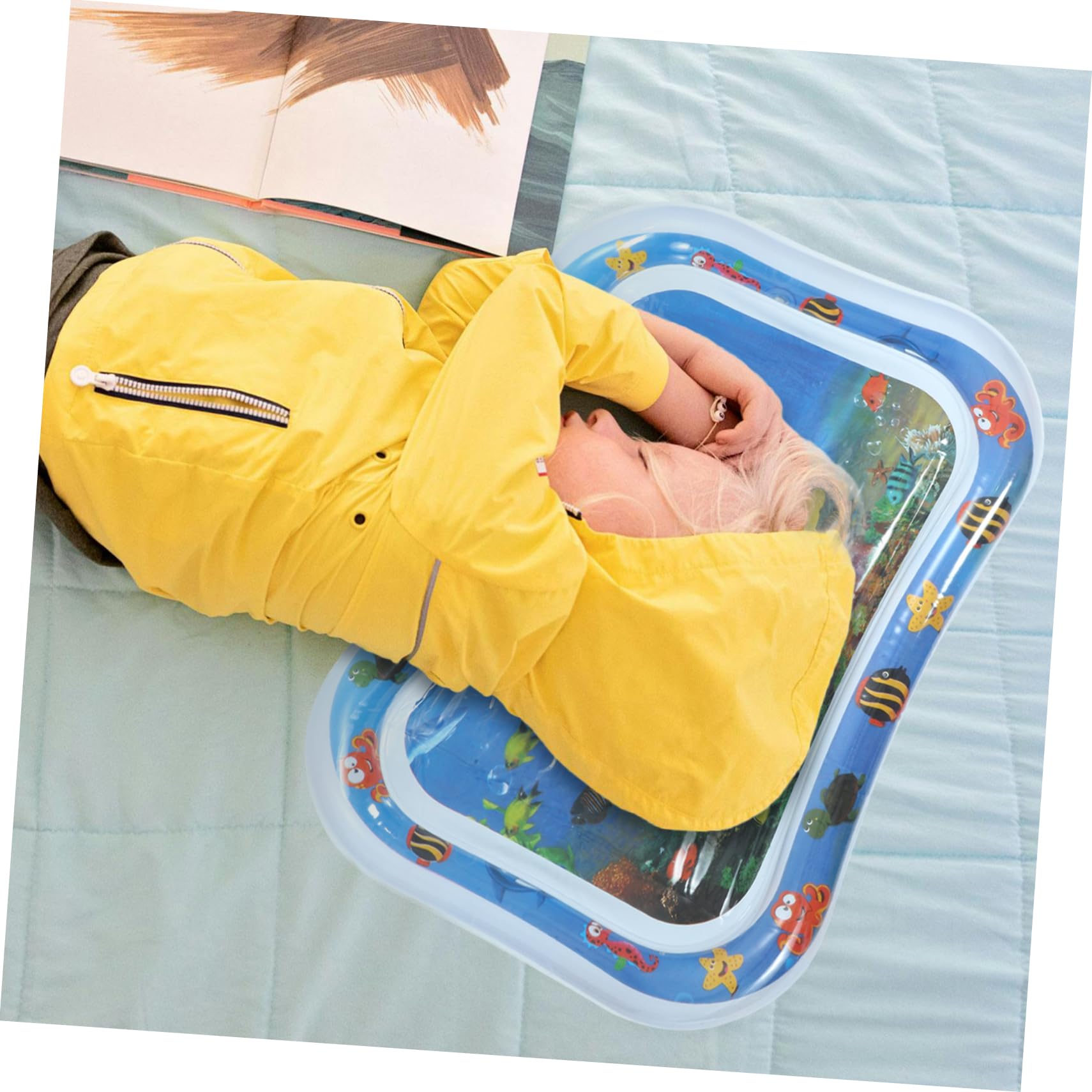 **Toyvian Baby Water Play Mat - Non-Toxic PVC Sensory Activity Cushion for Newborns & Toddlers (Blue) - Perfect for Tummy Time, Sensory Development & Indoor Play**