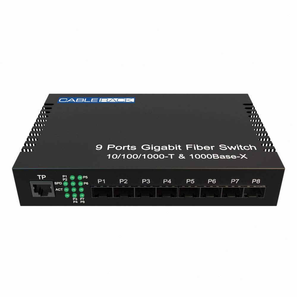 8 Port SFP Unmanaged Ethernet Optical Switch - Multimode & Singlemode SFP Included for High-Speed Network Connectivity | Ideal for Data Centers, Office Networks & Home Server Setups