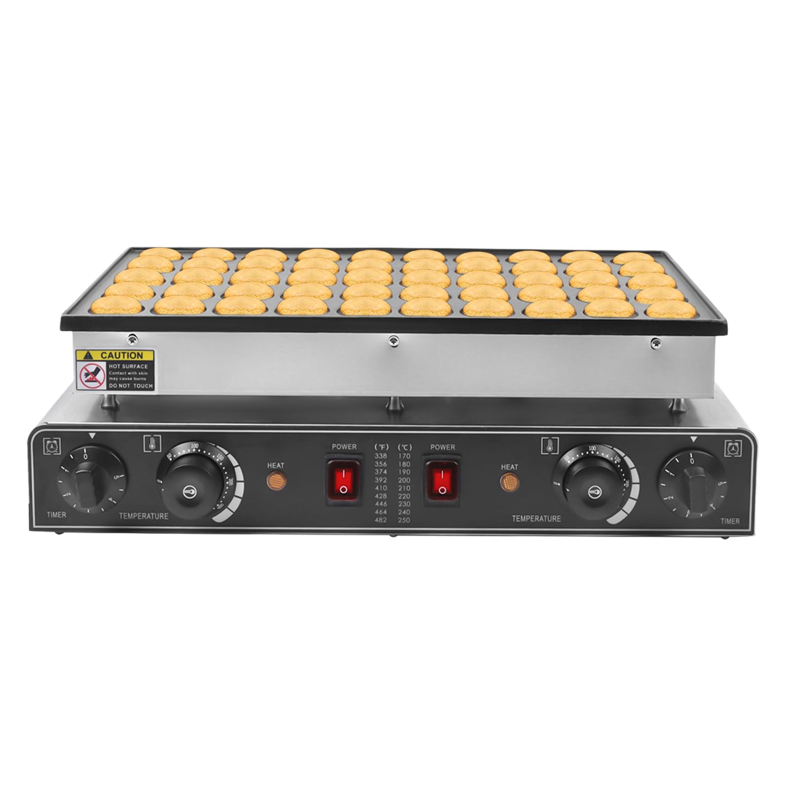 1700W Commercial Electric Mini Dutch Pancake Maker - Nonstick Griddle for 50 Mini Pancakes (21 Inch) | Perfect for Baking Crepes, Muffins & Dutch Pancakes | Ideal for Restaurants, Cafes & Home Breakfast