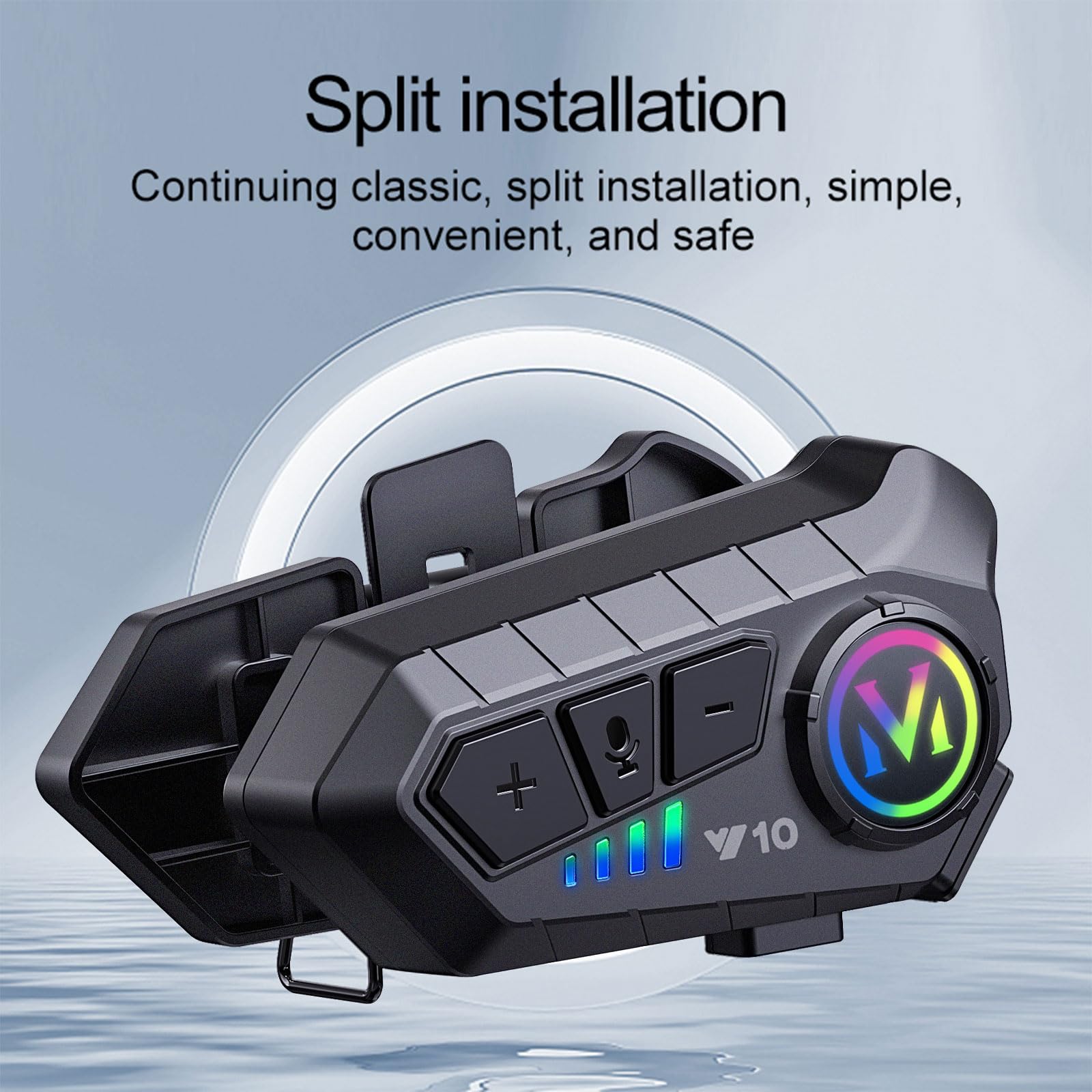 Y10-2X Motorcycle Bluetooth Helmet Headset - Dual 300m Intercom, Bluetooth 5.3, Smart Noise Cancelling, HiFi Sound, IPX6 Waterproof - Perfect for Road Trips & Group Riding with Full Face Helmets