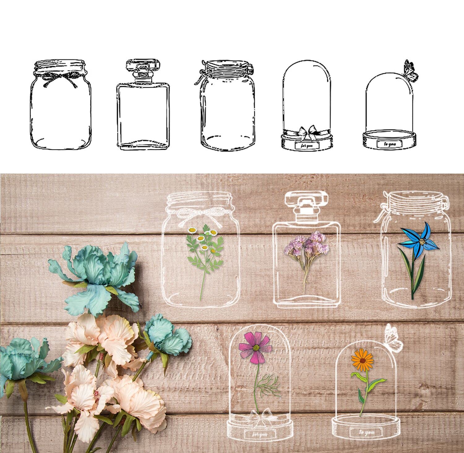 Handmade Transparent Dried Flower Bookmarks - 20pcs DIY Floral Glass Stickers for Scrapbooking, Journaling, Gift Wrapping & Herbarium Crafts - Elegant Botanical Page Markers for Books, Planners and Notebooks